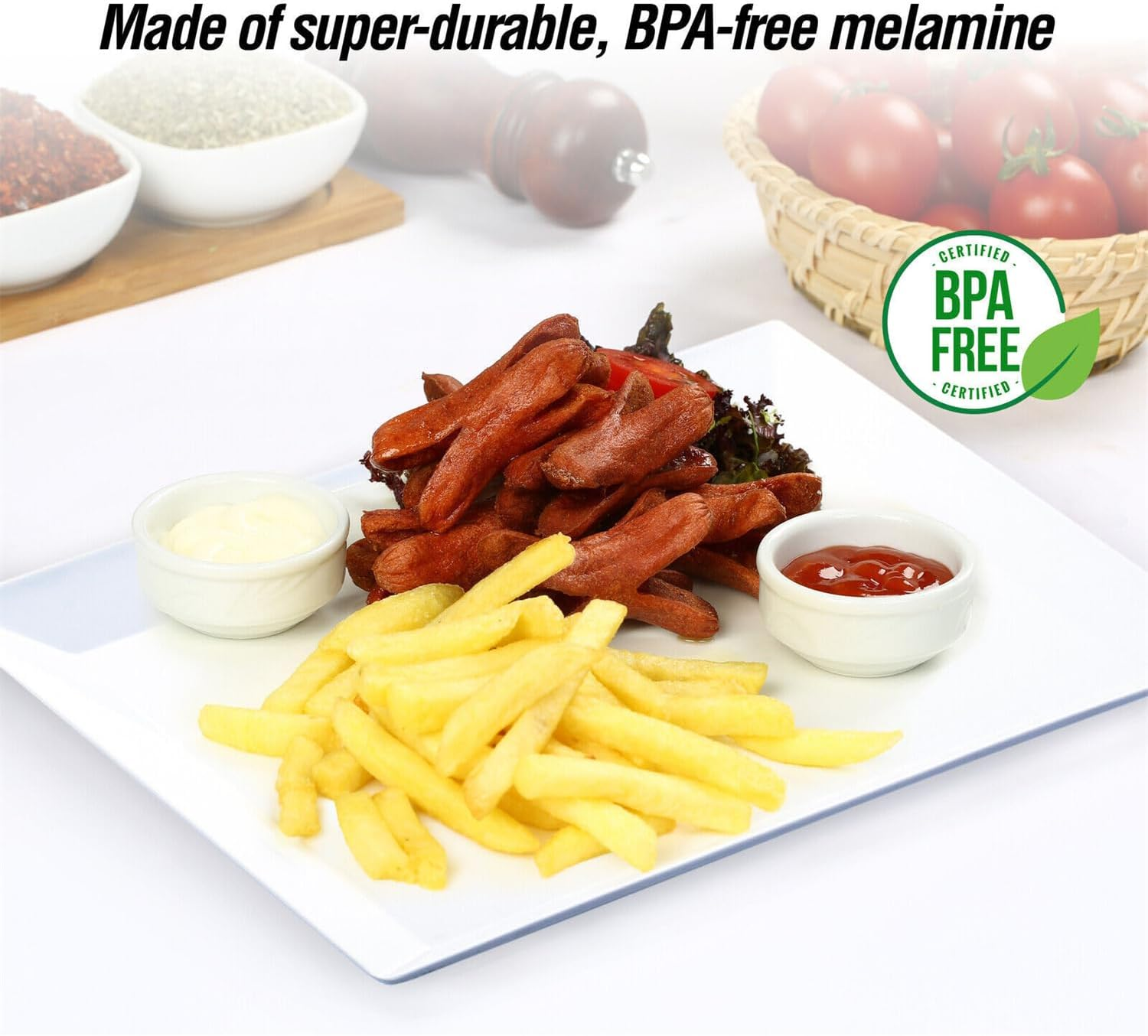 Leona Co Serving Tray Plastic Party Supplies, 43 X 34Cm Platters for Serving Food, Imitation Porcelain Reusable Dishes for Veggie, Snack, Fruit, Desserts in Kitchen, Pool, Pantry Organization (2)