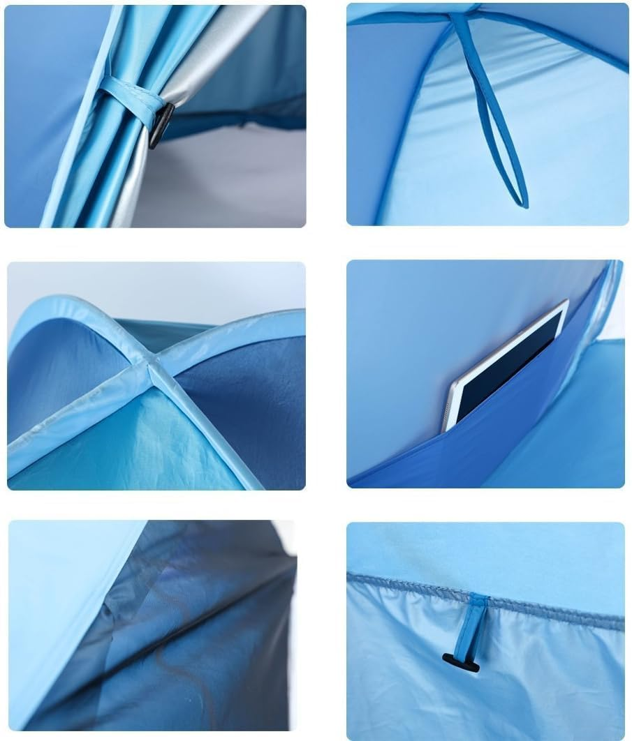 Camping Tent UPF 50+ Easy Pop up Beach Tent Waterproof Windproof Camping Shelters Beach Umbrella Backpacking Tent Portable Lightweight Outdoor Tents Hiking Tent for 1-2 Person (Blue 02) - Blue 02 image number 4