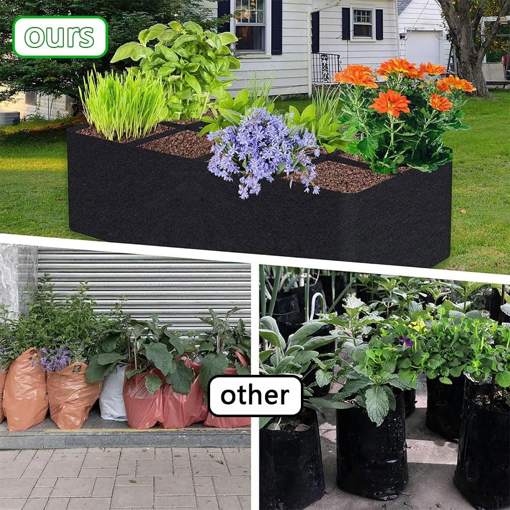 Fabric Raised Garden Bed &ndash; Rectangle Grow Bag with 8 Holes, Heavy-Duty Planter for Vegetables, Herbs, and Flowers, Breathable Fabric Planting Container for Outdoor Gardening image number 6