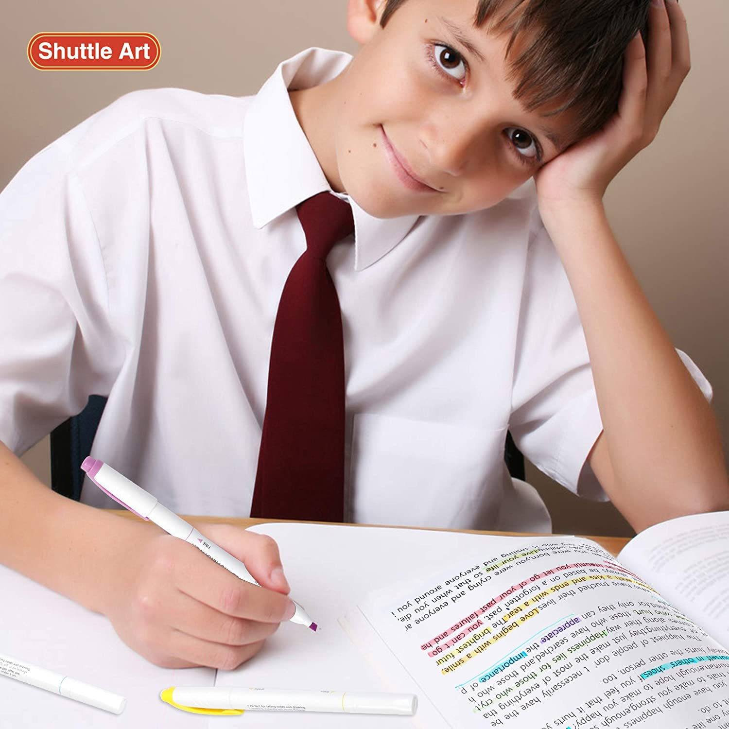 Shuttle Art Pastel Highlighters, 30 Colours Dual Tip Highlighters, Highlighter Markers Assorted Colours, Perfect for Colouring, Underlining, Highlighting, Journaling in School Office Home image number 4