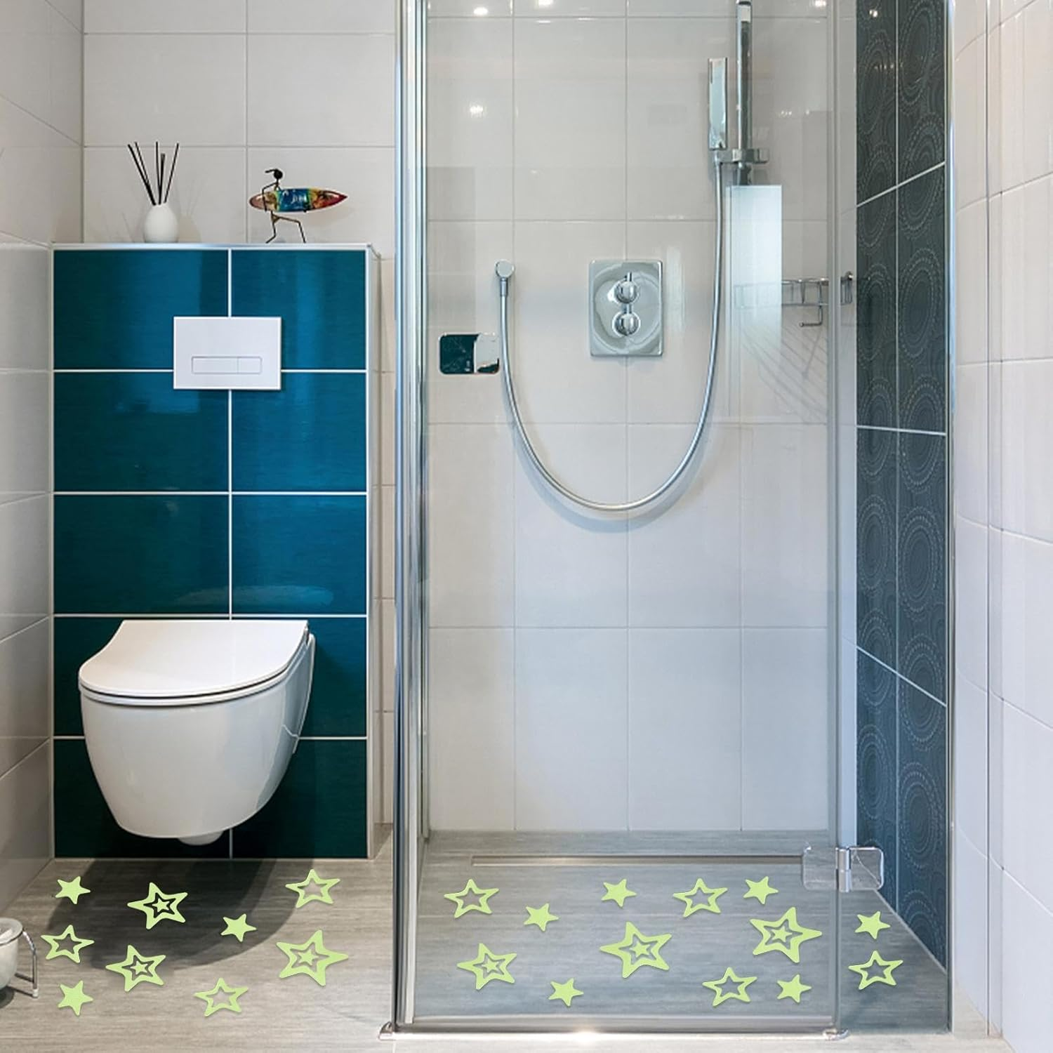 Star Bathtub Non-Slip Stickers,Non-Slip Bathtub Stickers,30X Waterproof Cartoon Five-Pointed Star Floor Strength Non-Slip Stickers | Waterproof Body Safe Kitchen Floorboats, Ladders and Treads - Blue image number 5