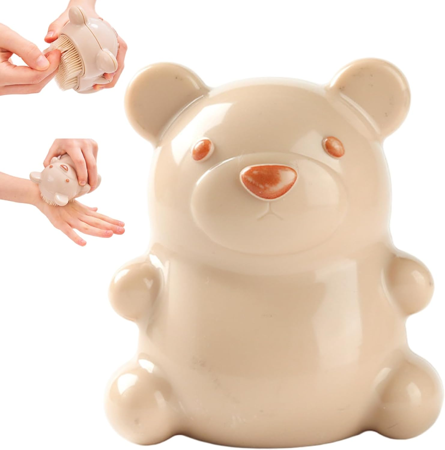 Nail Cleaning Brush, Cute Cartoon Bear Shaped Nail Scrubber Brush with Soft Bristle for Baby and Children, 2.9X3.2 Inch, Fingernail, Cleaning image number 6