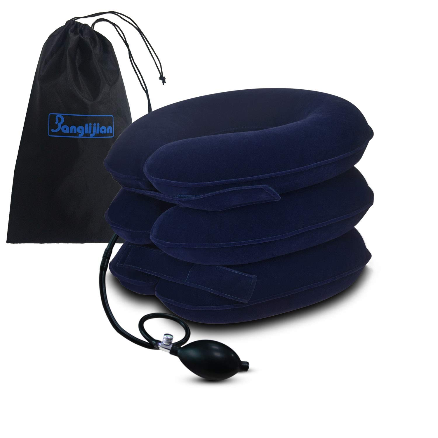 Banglijian Cervical Neck Traction Collar Device Inflatable Pillow Effective and Instant Relief for Chronic Neck and Shoulder Pain with Adjustable Size(Blue)