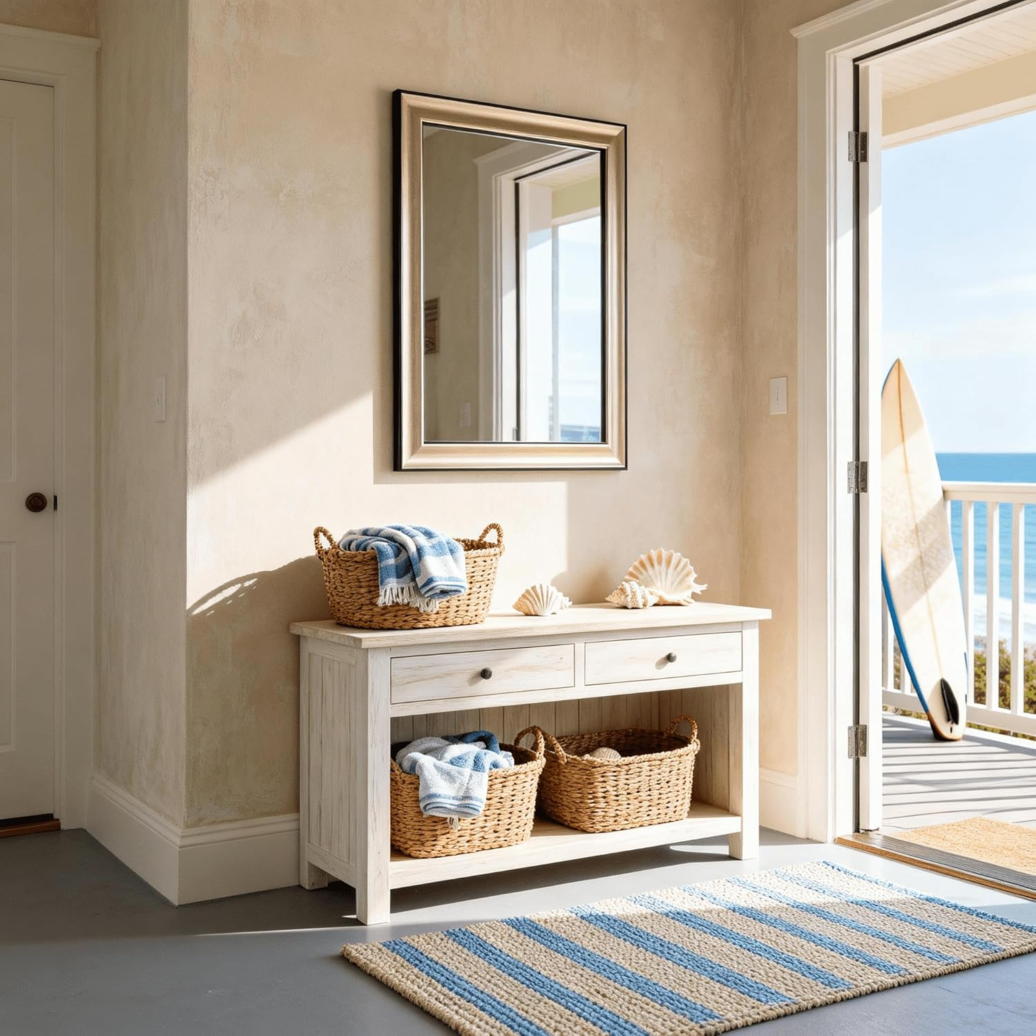 80X60Cm Wall Mirror Shatterproof Tempered HD Glass Mirror Classical PS Frame Carbon Black Mirrors for Vanity, Entryway, House Bedroom, Living Room, Home Entryway, Hallway - Carbon Black image number 2