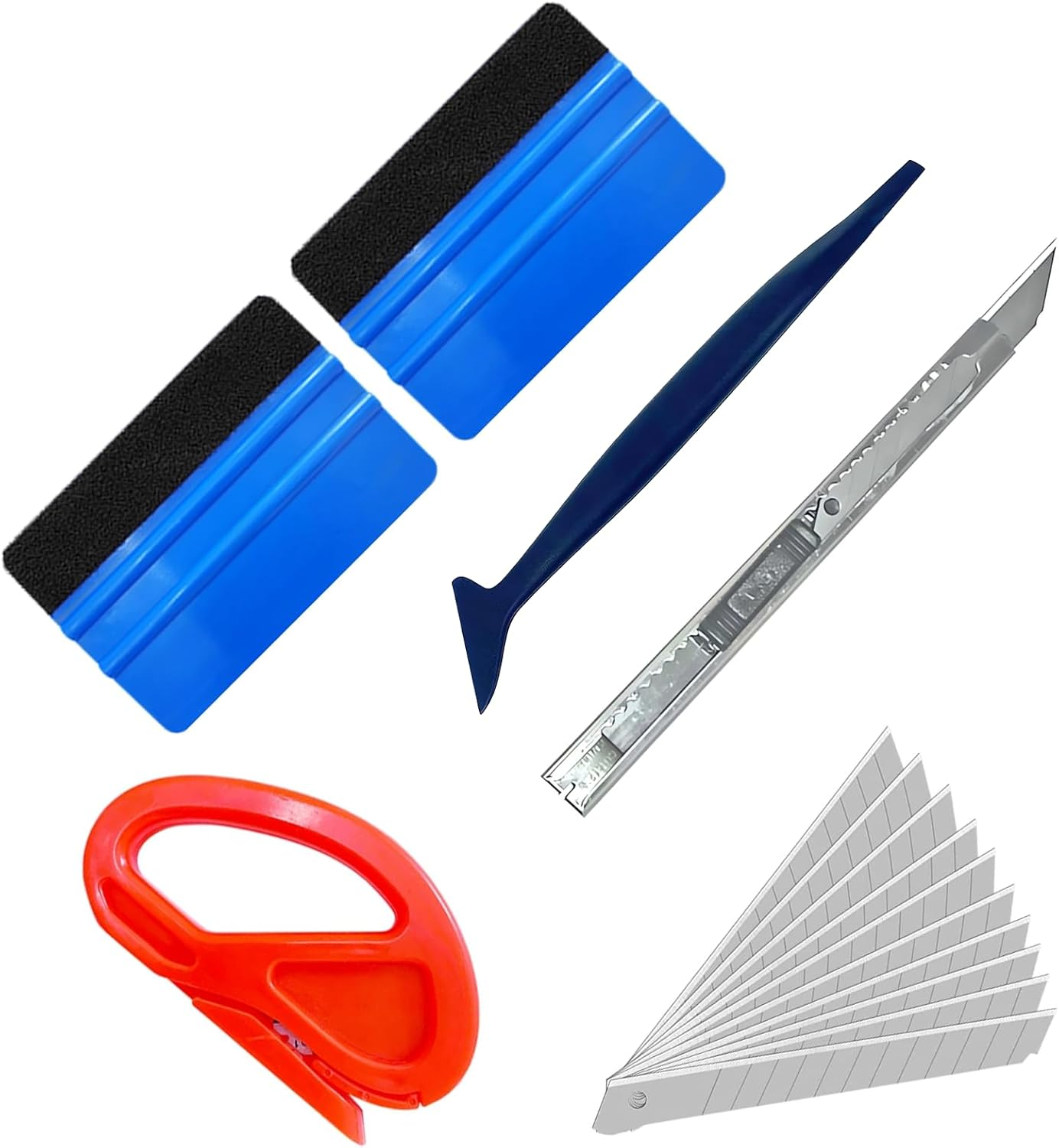 LZLRUN Window Tinting Tool Car Vinyl Wrap Tool Kit Contain Retractable 9Mm Utility Knife and Blades, 4 Inch Felt Squeegee, Zippy Vinyl Cutter and Mini Go Corner Squeegee for Vehicle Wrapping image number 2