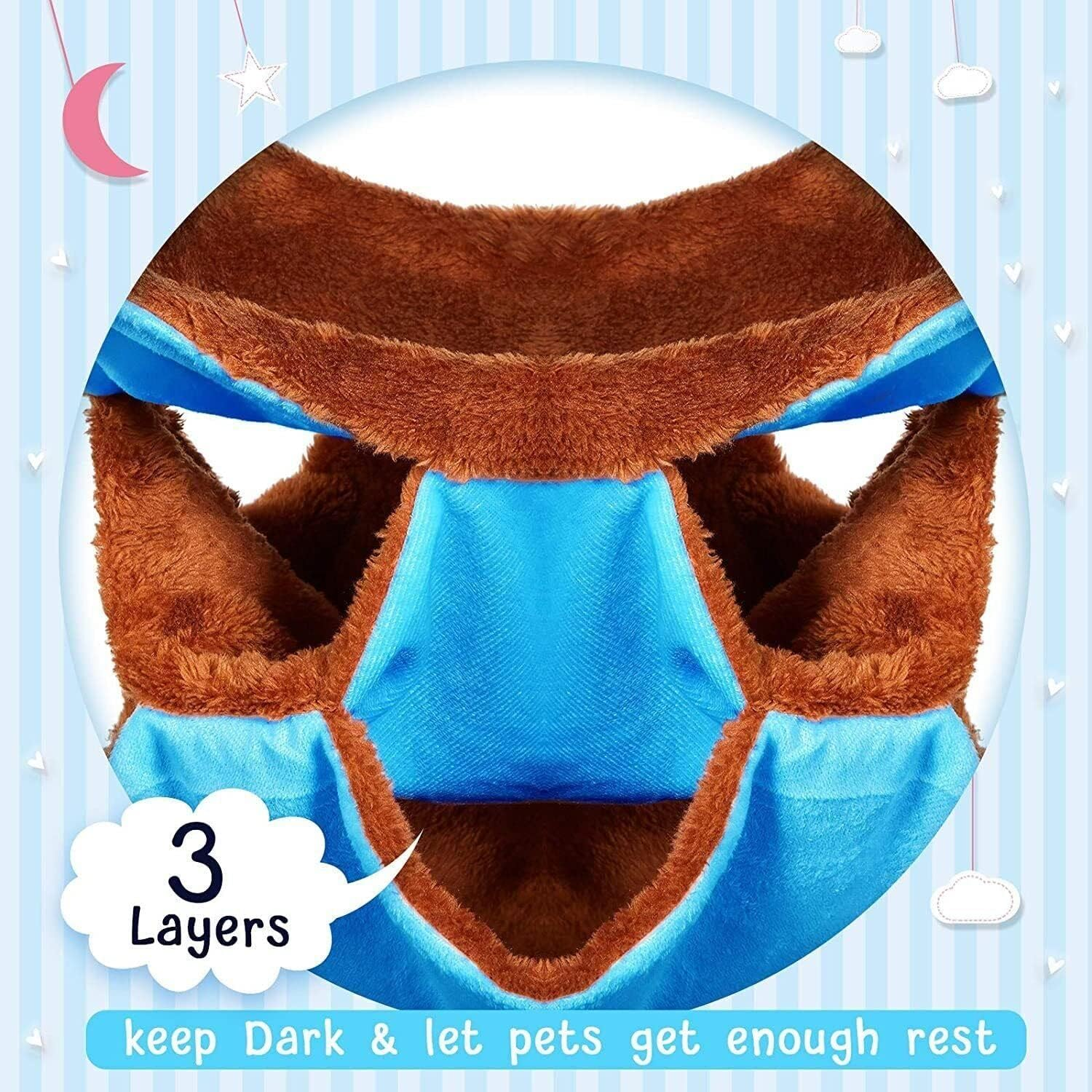 New Guinea Pig Rat Hammock Hamster Ferret Hanging Nest Mice Bed Toy Warmer House - Hanging Toy Warmer House with Sturdy Metal Buckles - Green Rabbit image number 2