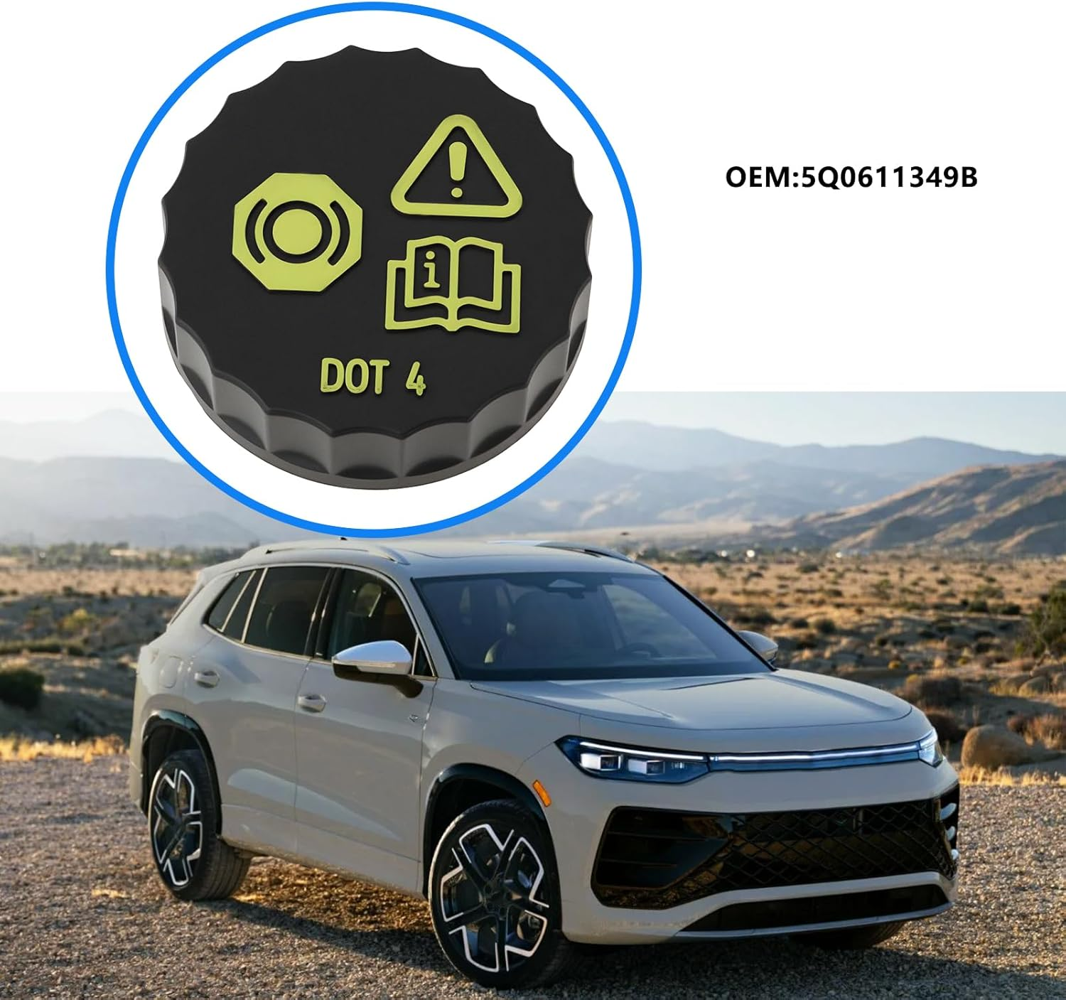 SING F LTD Car Brake Fluid Reservoir Cap Replacement 5Q0611349B 6M512162AA Compatible with Audi image number 2