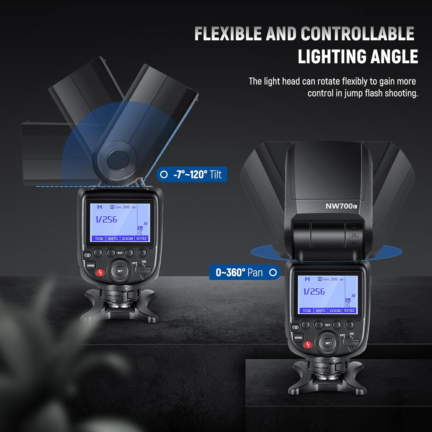 NEEWER NW700-C TTL Flash Speedlite Compatible with Canon DSLR Cameras,1/8000S High Speed Sync,1/1-1/256 Output,Tcm Function,230 Full Power Flash,0.1-2.7S Fast Recycling,Batteries Not Included image number 2