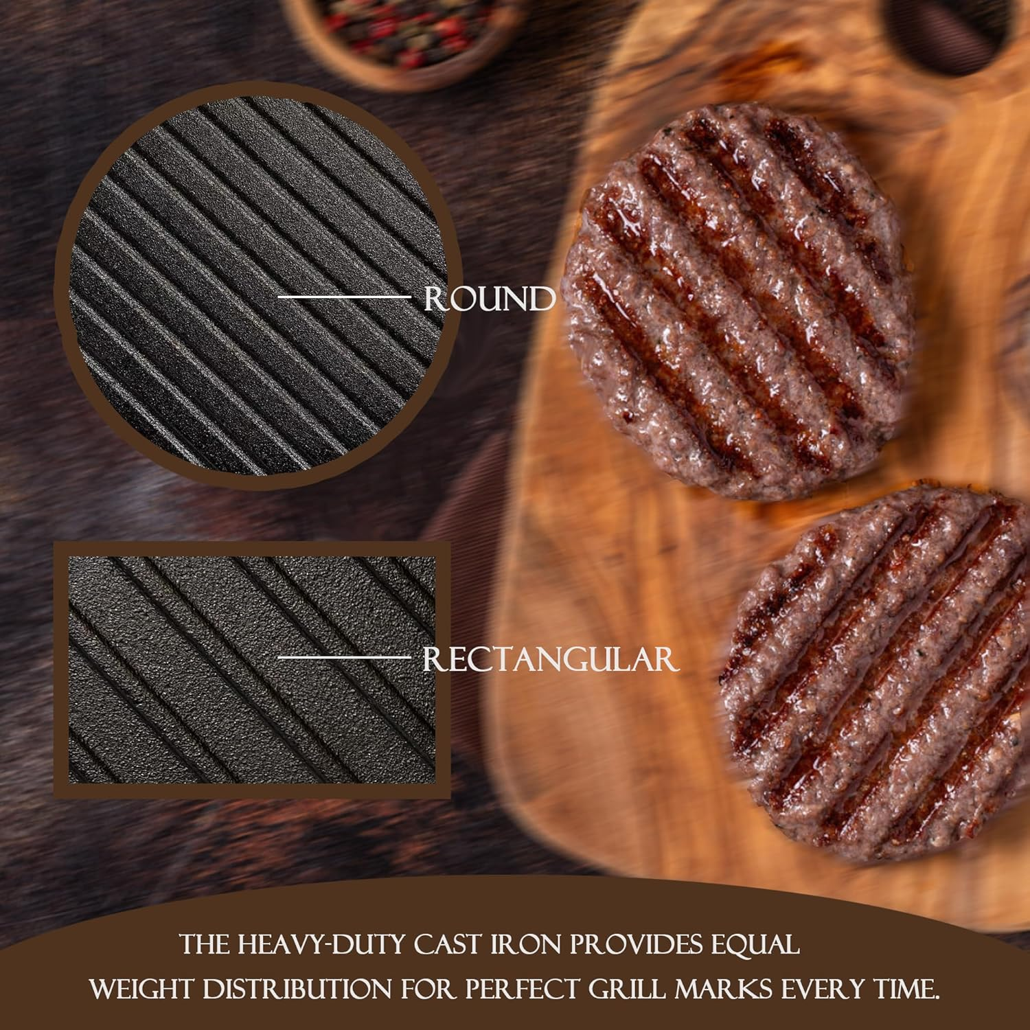 Burger Press Smash Burger Press for Blackstone Griddle Heavy Duty Cast Iron 8.5"X4.3" Rectangular Grill Press Bacon Press with Wood Handle and Silicone Protective Cover