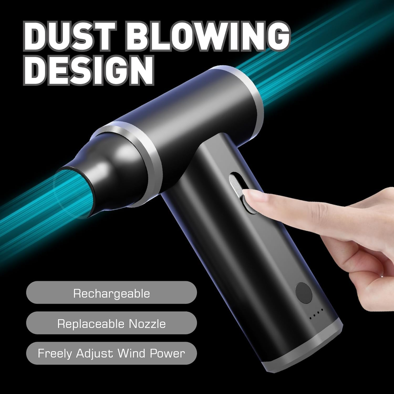 2000Mah Recharged Air Duster, Multipurpose Air Duster Fan for Computer Keyboard Cleaning, Air Cushion Inflation, Car Interior Cleaning, Barbecue Carbon Blowing, Vacuuming, Hair Blowing, Etc. image number 2