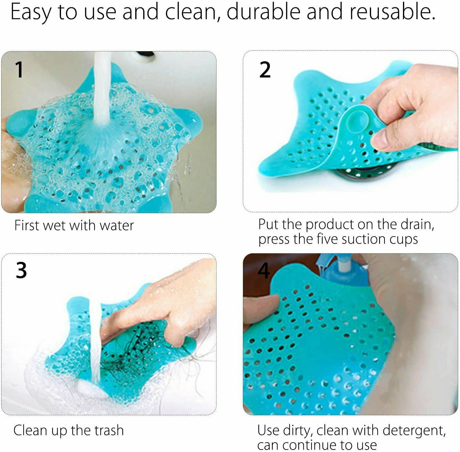 Bathroom Drain Hair Catcher Stopper Sink Strainer Filter Shower Covers Starfish Shower Drain Cover Kitchen Rubber Sink Filter Cover for Kitchen and Bathroom White image number 2