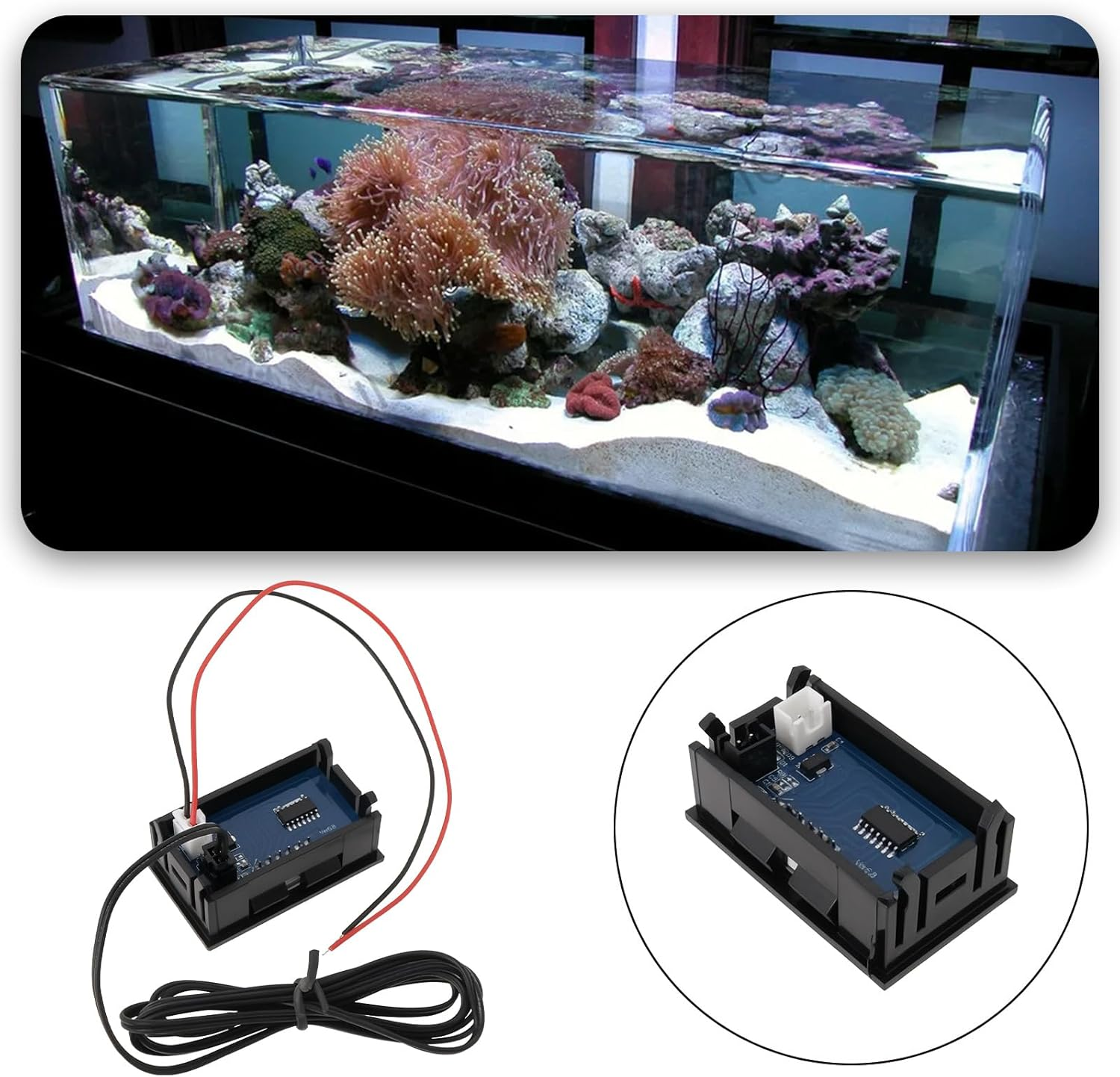 YINETTECH 2Pcs -50~110 &deg;C DC 5-12V Digital Display Thermometer Suitable for Temperature Measurement of Fish Tanks Refrigerators and Water image number 3