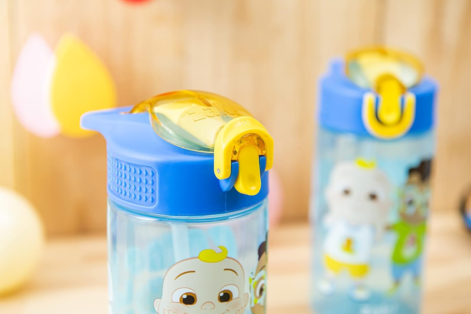 Zak Designs Cocomelon Kids Water Bottle with Spout Cover and Built-In Carrying Loop, Made of Durable Plastic, Leak-Proof Water Bottle Design for Travel (16 Oz, Pack of 2) image number 2