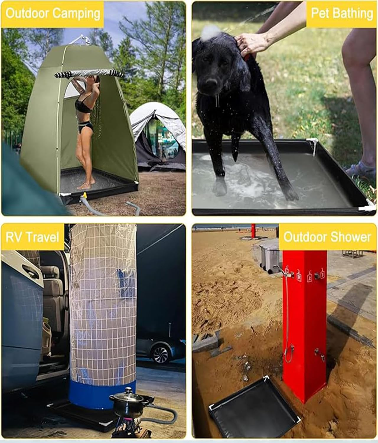 Portable Shower Pan,Foldable Shower Base & Basin Floor with Detachable Drain Pipe, Ideal for RV, Outdoor,Outdoor Camping Shower,Beach,Pet Bath image number 5