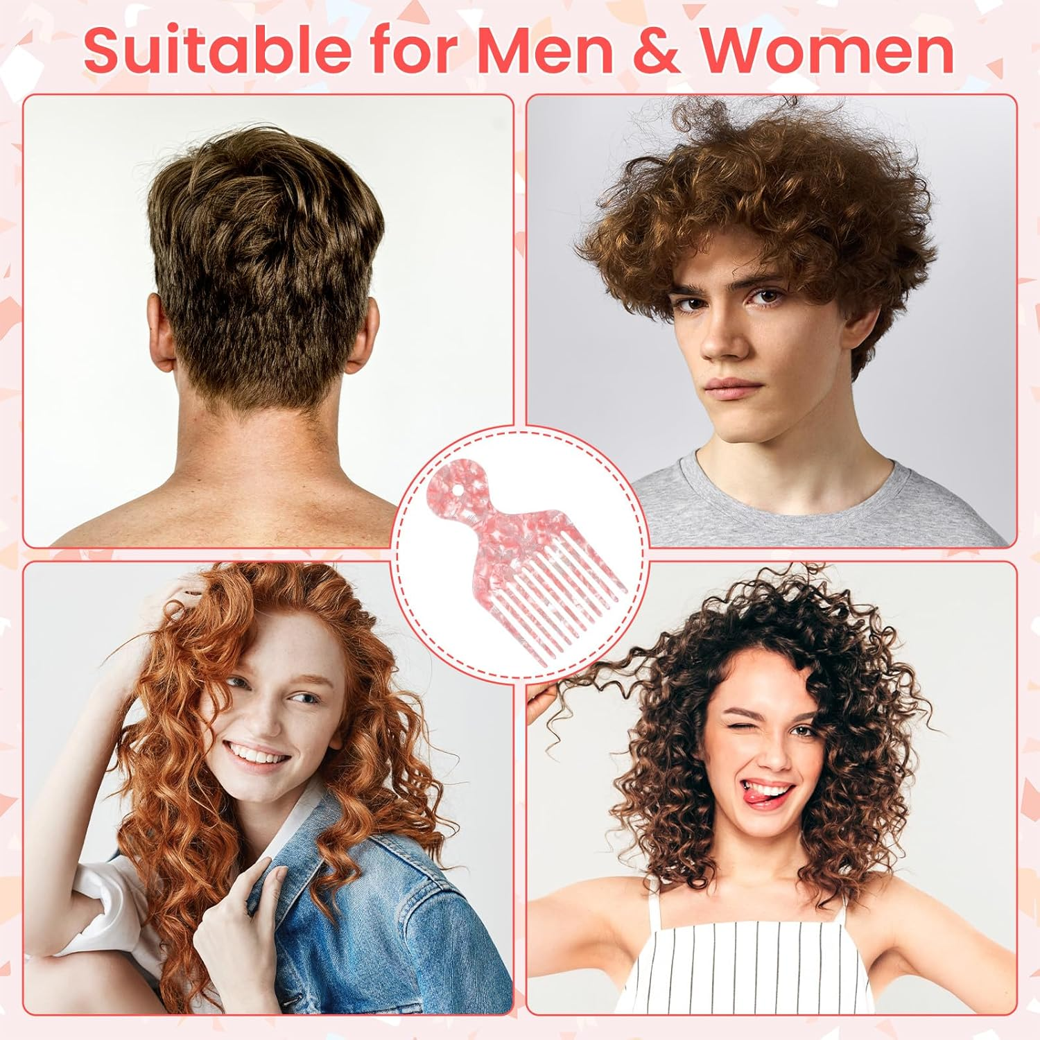 Ptwola Wide Tooth Afro Hair Pick Comb Wide Teeth Plastic Picks Smooth Barber Comb Durable Sturdy Professional Quality Styling Tool for Women Men Long Thick Curly Hair Styling Medium Coarse Hair image number 4