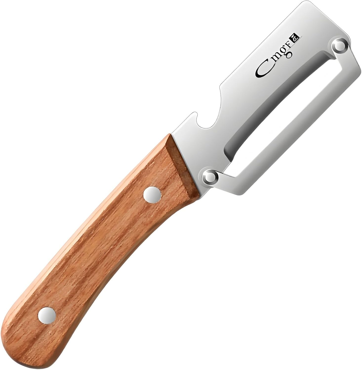 ANMIOU Premium Vegetable Peeler with Wooden Handle and Bottle Opener Stainless Steel Blade Kitchen Tool for Fruit Apple Potato Pumpkin Papaya Zucchini