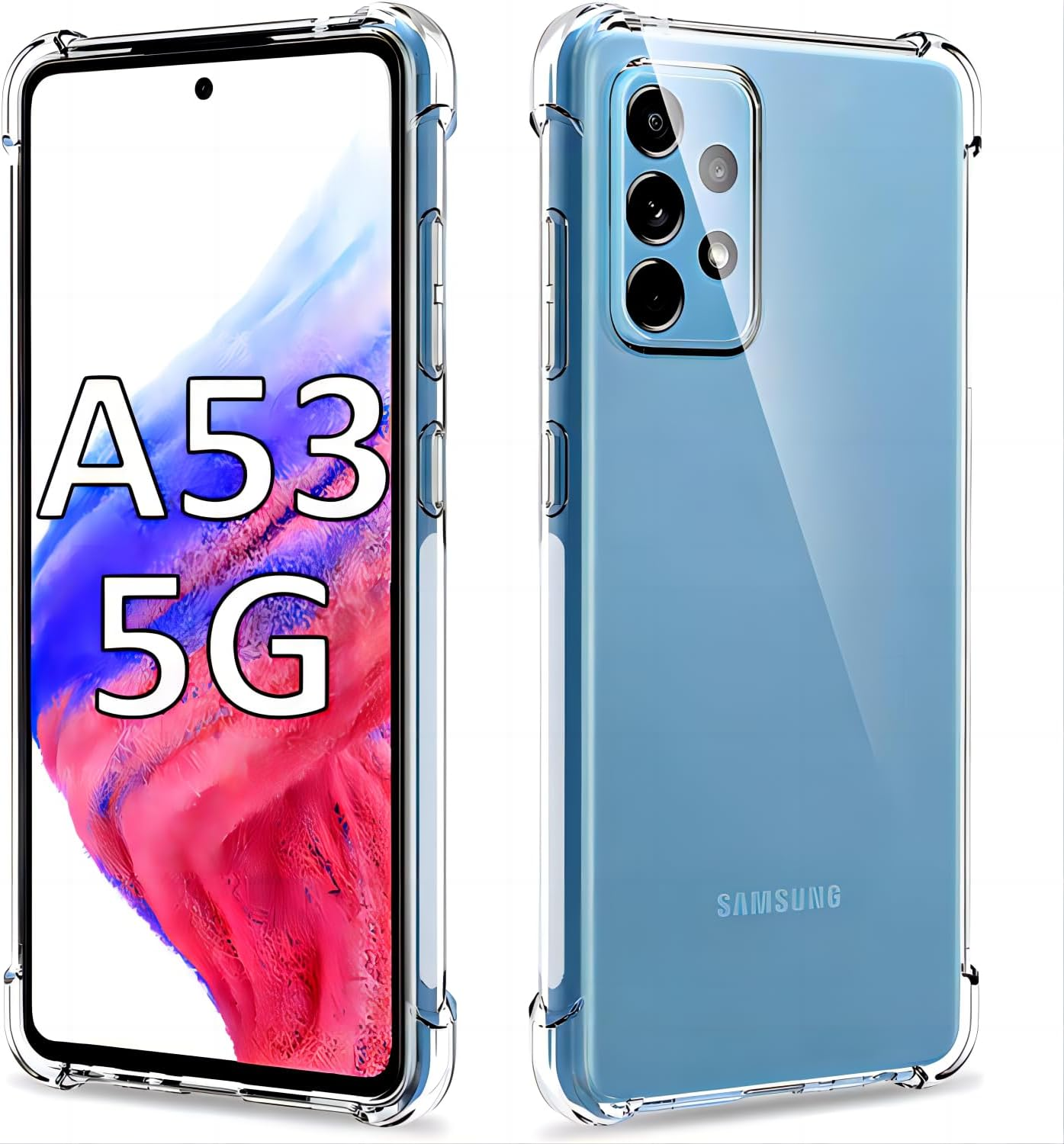 USTIYA Case for Samsung Galaxy A53 5G Clear TPU Four Corners Protective Cover Transparent Soft image number 1