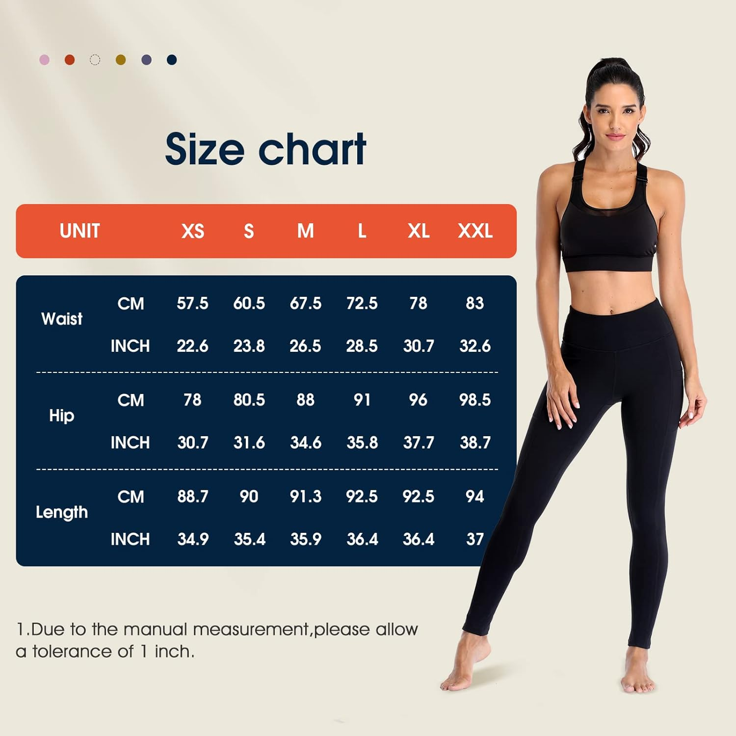 Leggings for Womens High Waist Sport Running Leggings with Pockets Tummy Control Stretchy Workout Yoga Pants DS166 image number 3