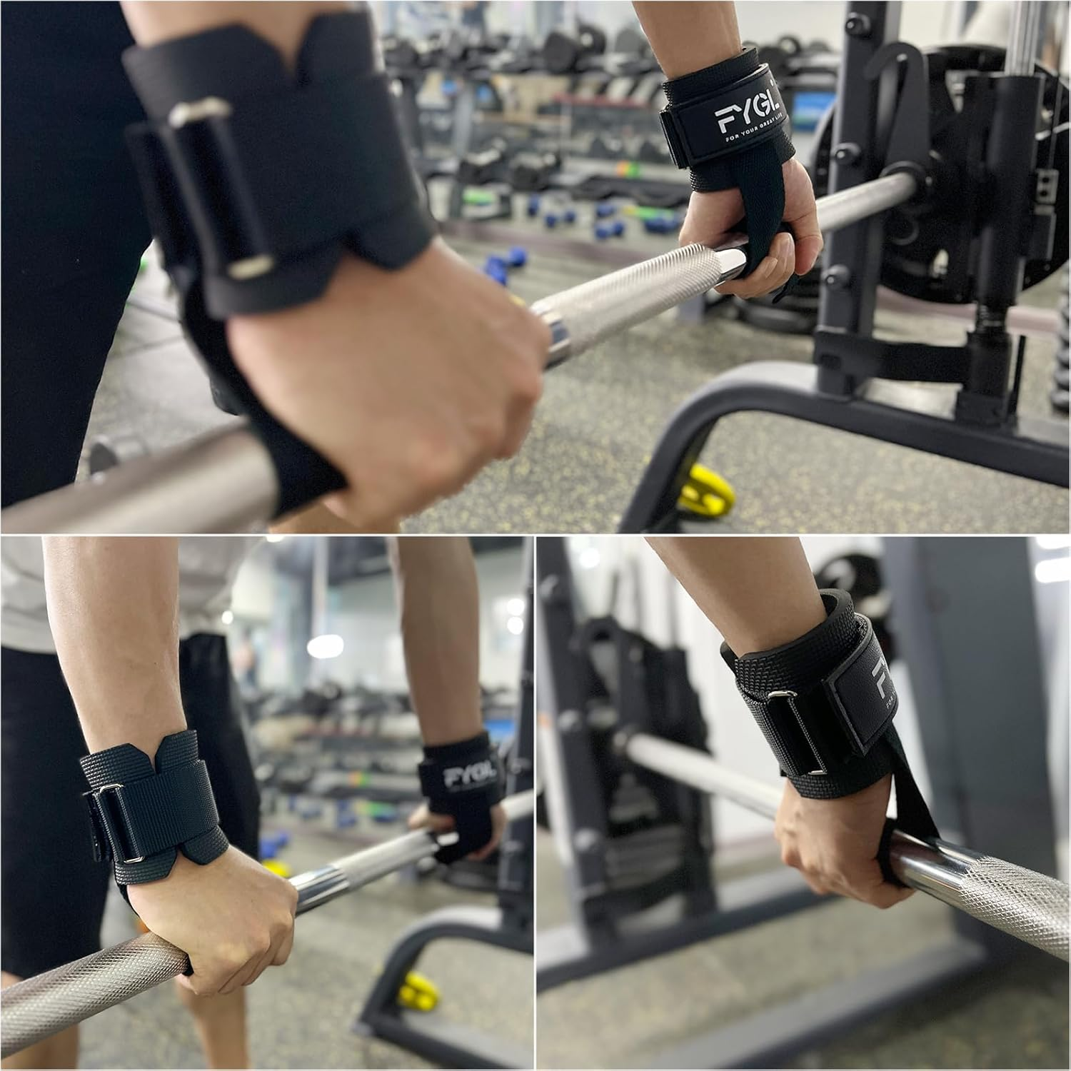 FYGL Cotton Lifting-Straps with Neoprene-Padded Wrist-Supports image number 4