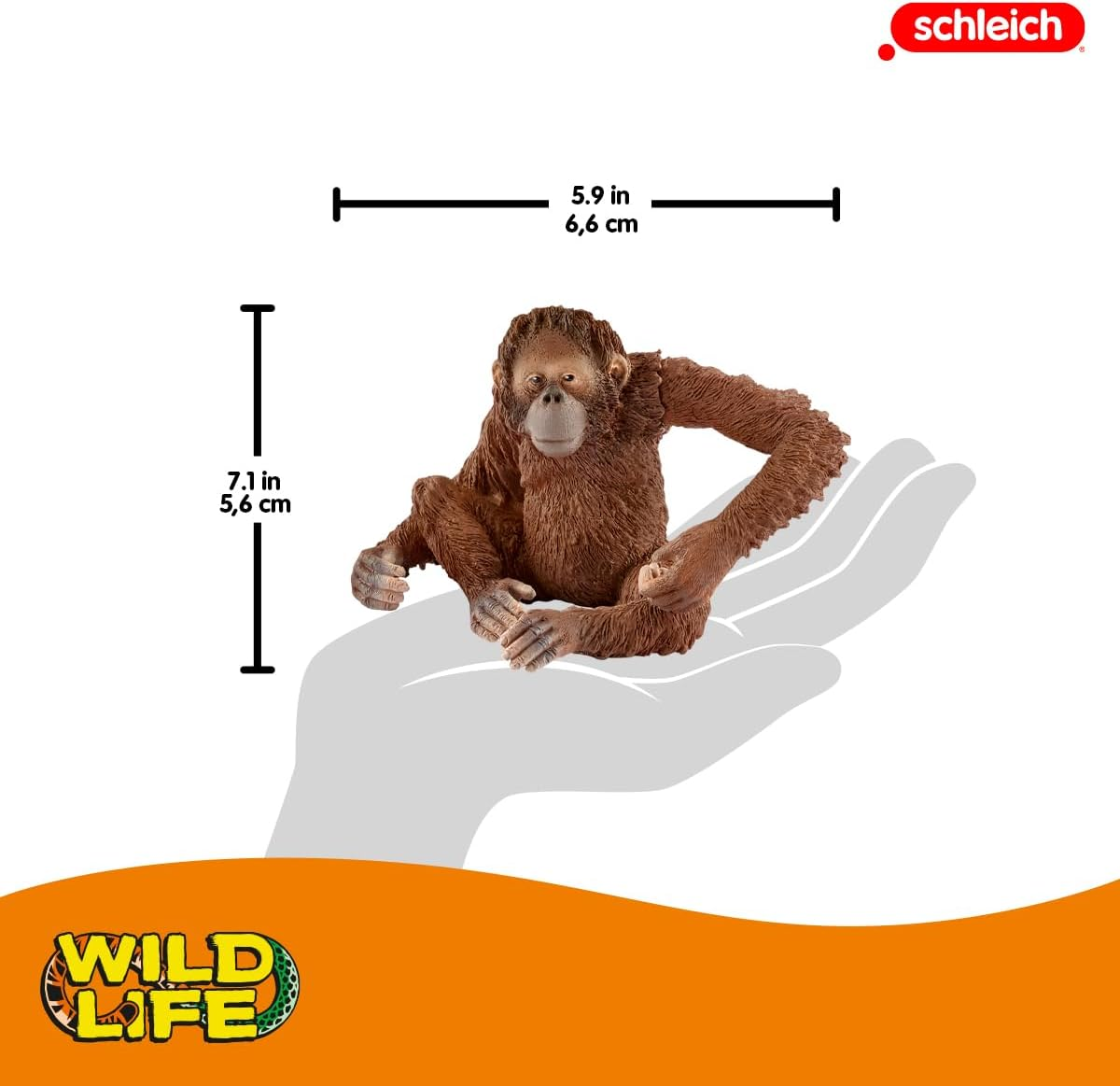 Schleich Wild Life, Animal Figurine, Animal Toys for Boys and Girls 3-8 Years Old, Female Orangutan, Ages 3+