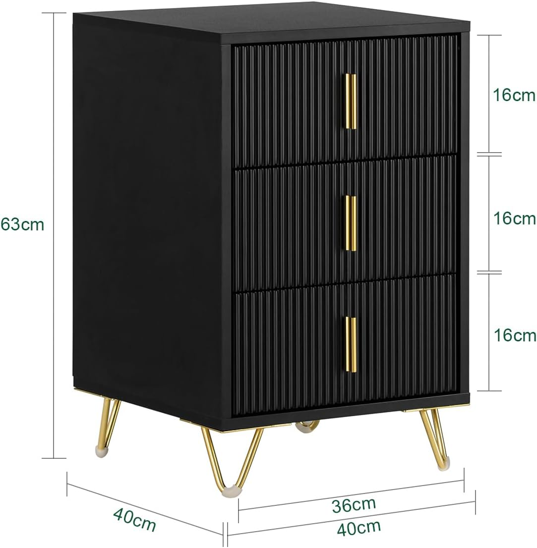 Sobuy Black Nightstand Bedside Coffee Table with 3 Drawers FBT115-L-SCH image number 6