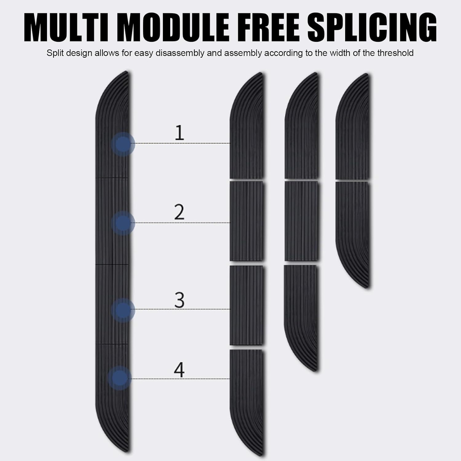 Rubber Threshold Ramp for Robot Vacuum, Wheelchair, Doorways, Bathroom, Black, 4 Pack - Grey image number 5