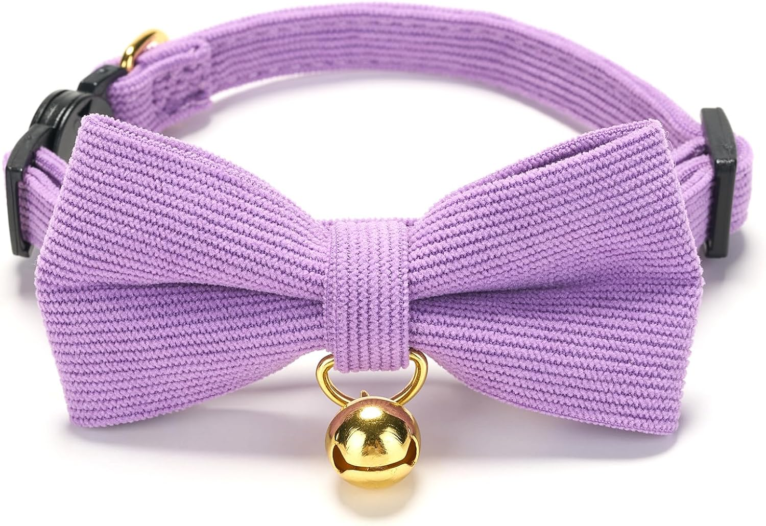 Cat Collars Pack of 2, Colorful Printed Basic Strong Girls Cat Collar Quick Release with Removeable Bell, Pink Purple