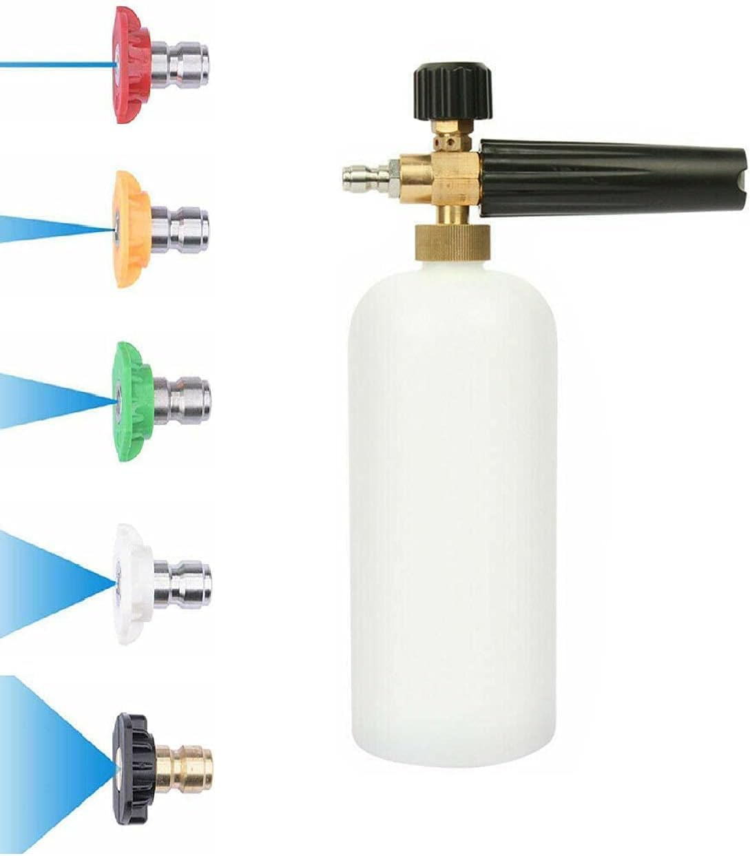 Foam Cannon Kit for Pressure Washer - 1 L Bottle Snow Foam Lance with 1/4 Inch Quick Connector & 5 Adjustable Spray Nozzle Tips for Car Detailing image number 4
