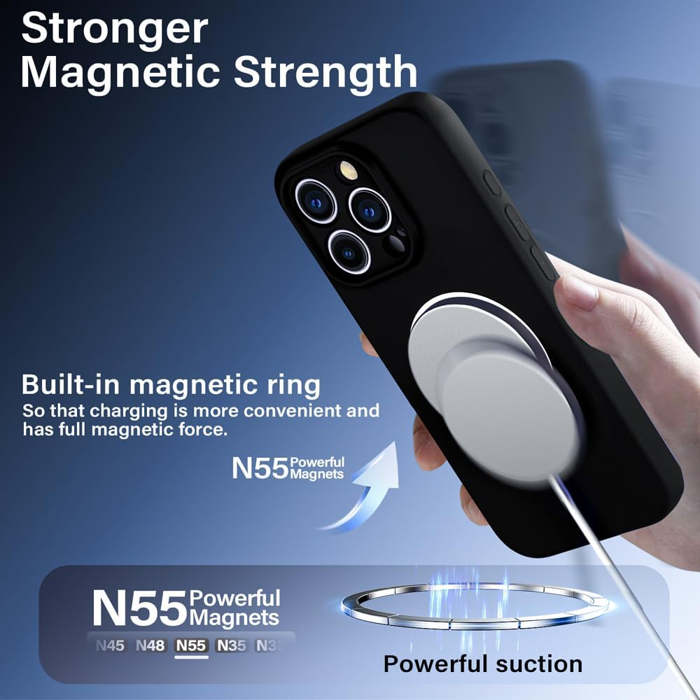 YUXING Case Compatible with Oppo Find X9 Pro 5G for Magsafe, Shockproof Silicone Case, Slim Full Protection Magnetic Mobile Phone Case, Black image number 6