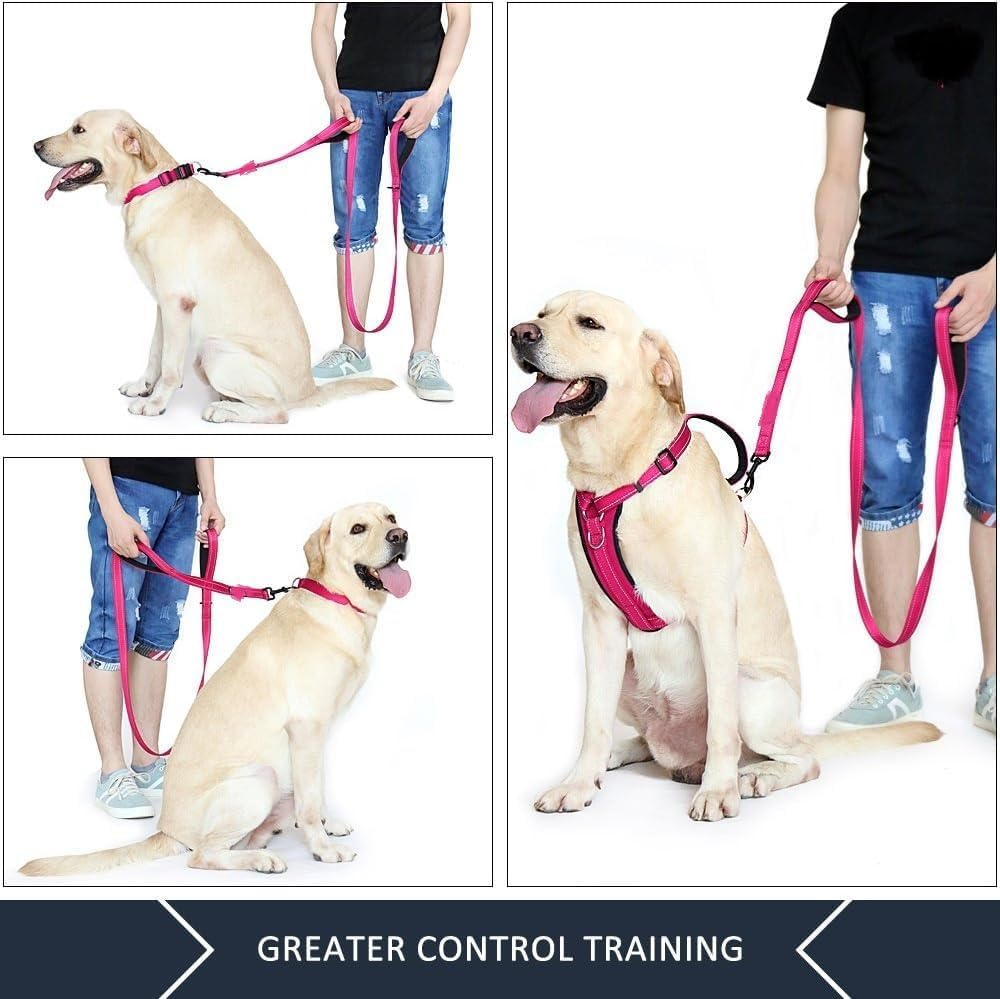 Dog Leash,Traffic Padded Two Handle,Heavy Duty,Reflective Double Handles Lead for Control Safety Training,Leashes for Large Dogs or Medium Dogs,Dual Handles Leads (Pink, 2.5 * 120CM) image number 3