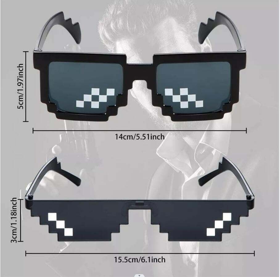 Thug Life Glasses, Pixel Funny Sunglasses for Party, Deal with It Fun Cool Glasses Bachelor Party Decor, Mosaic Gamer MLG Photo Props Glasses for Adults Teens (Tiny) image number 5