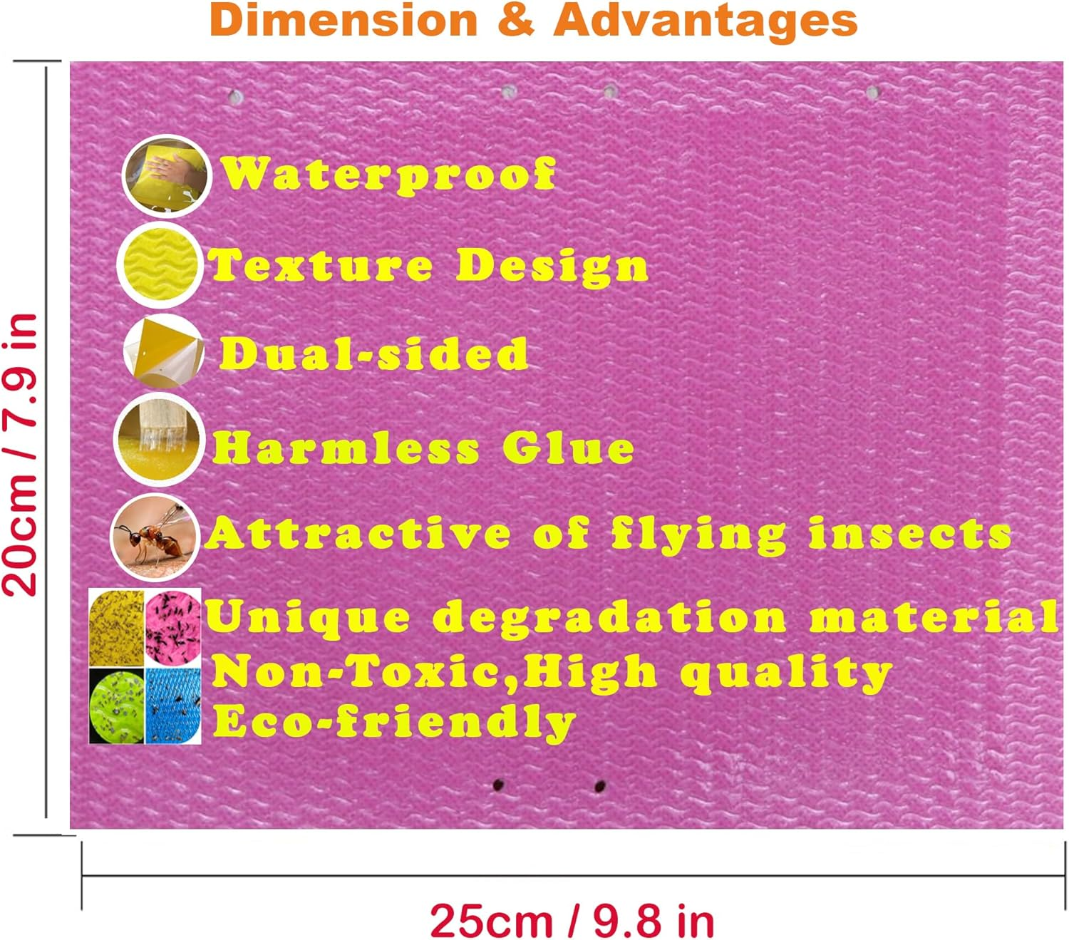 20-Pcs (25 * 20Cm) Fruit Insect Fly Traps, Increase Fertilizer, Insect Sticky Trap for In/Outdoor, Greenhouse Vegetables, Lawn, Garden, Farm, Home, Horticulture & Agriculture, Orchard Fields (Purple) image number 4
