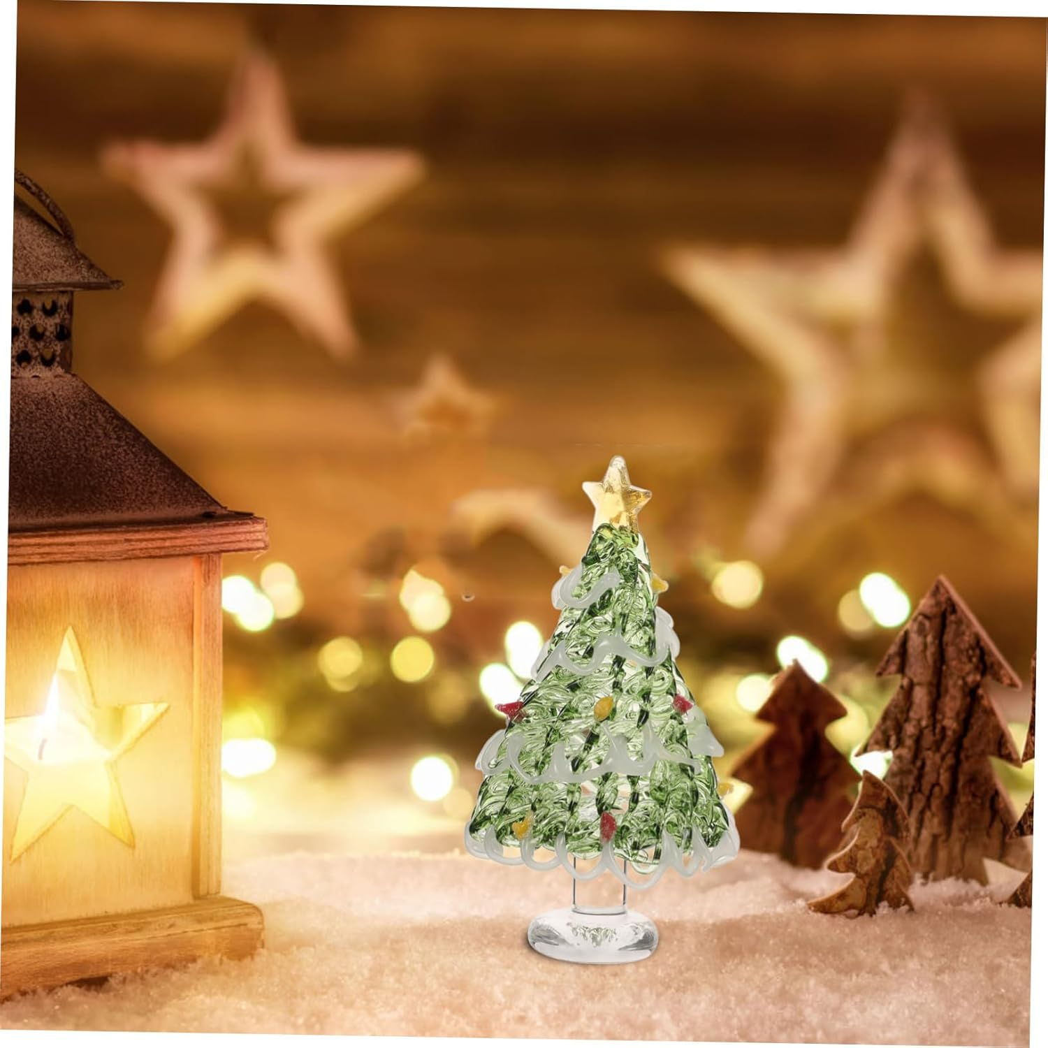 Crystal Glass Christmas Tree Ornament Small Holiday Table Decoration for Festive Celebrations Elegant Pine Tree Centerpiece for Dining and Desk Decor image number 6