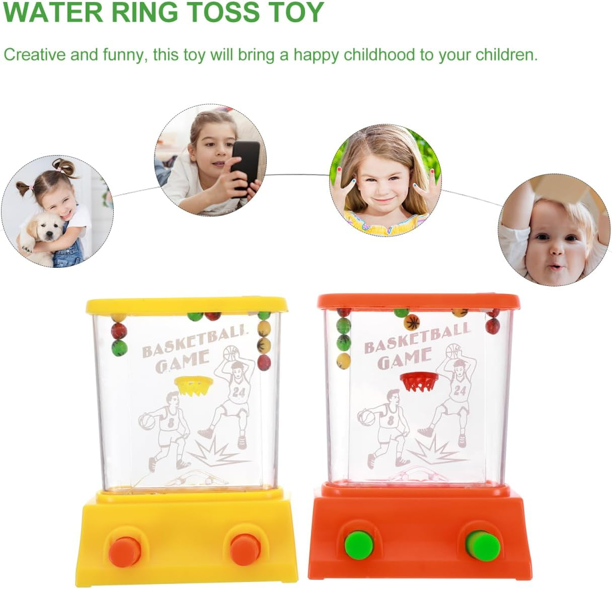 Jojofuny 2Pcs Waterplane Handheld Water Game Retro Toys Mini Retro Pastime Toys Water Ferrule Game Toy 80S Toys Rings for Kids Handheld Water Ring Toy Stress Lasso Random Color
