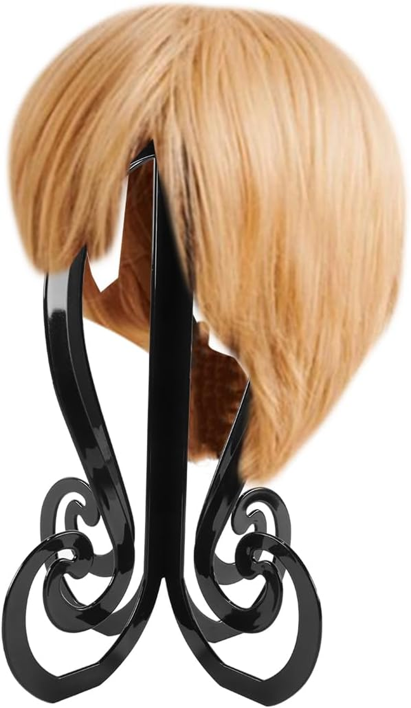 Gorise Wig Stand, Foldable Headstand, Portable and Durable Wig Holder for Short Wigs, Hats, Cosplay, Travel, Black image number 5