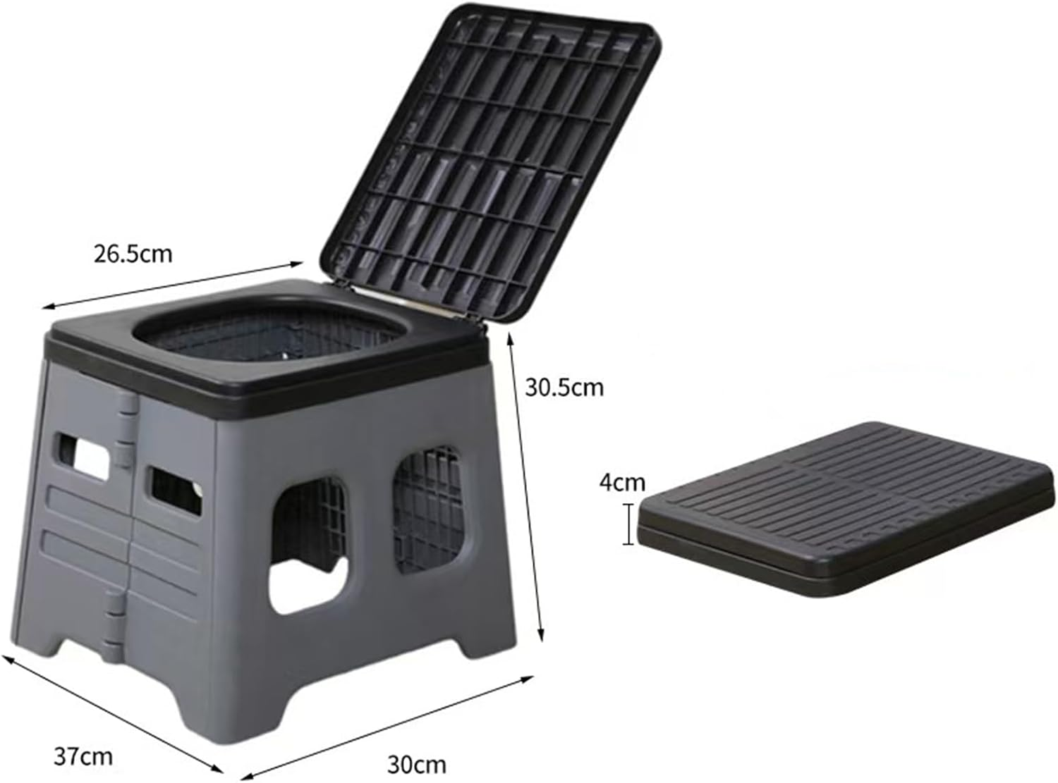 Cozioz Portable Camping Toilet for Adults - Foldable Travel Potty with Lid, Compact Car Toilet for Outdoor & Emergency Use (Grey)