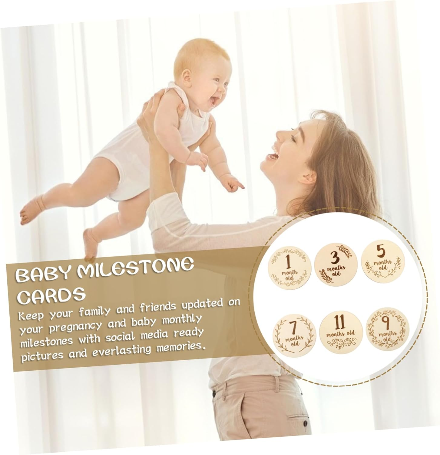 Abaodam 6Pcs Double Sided Milestone Cards Photography Props for Newborn Growth Commemoration Creative Monthly Photo Markers Shower Gift image number 4