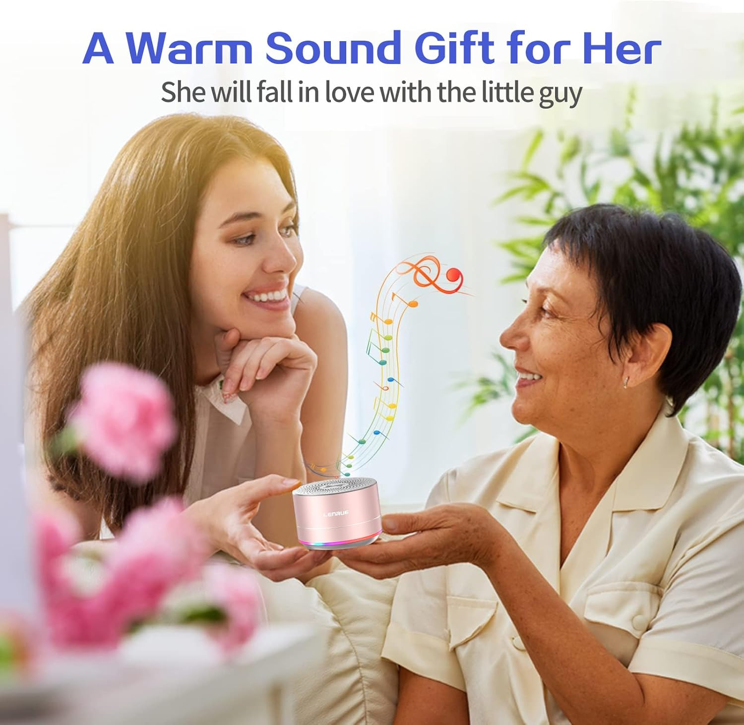 LENRUE Portable Wireless Bluetooth Speaker with Built-In-Mic,Handsfree Call,Aux Line,Hd Sound and Bass for Iphone Ipad Android Smartphone and More (Pink+Case) - Pink+Case image number 5