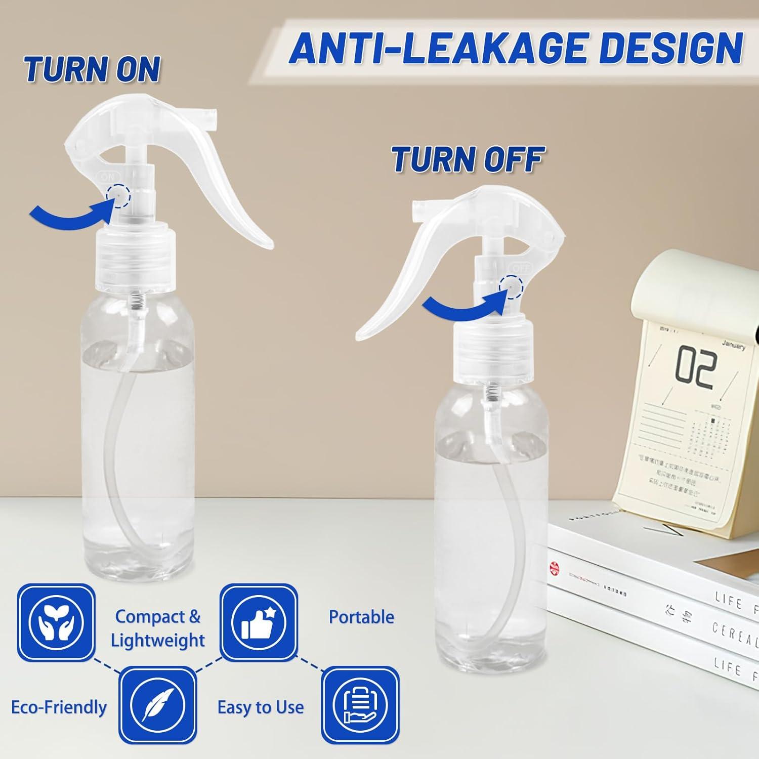 6 PCS Small Spray Bottles, 100Ml/3.38Oz Plastic Spray Bottles, Refillable Mini Empty Bottle Set, Clear Fine Mist Travel Mini Bottle with Adjustable Knob for Essential Oils Water Squirt (Transparent)