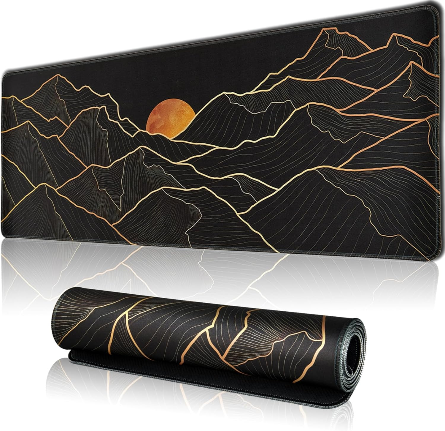 Hopipad Large Gaming Mouse Pad for Desk, Desk Mat with Seamed Edges, Waterproof Desk Pad, Non-Slip Rubber Base, 31.5X11.8 Inch Keyboard Pad Computer Mat, Big XL Black Mousepad