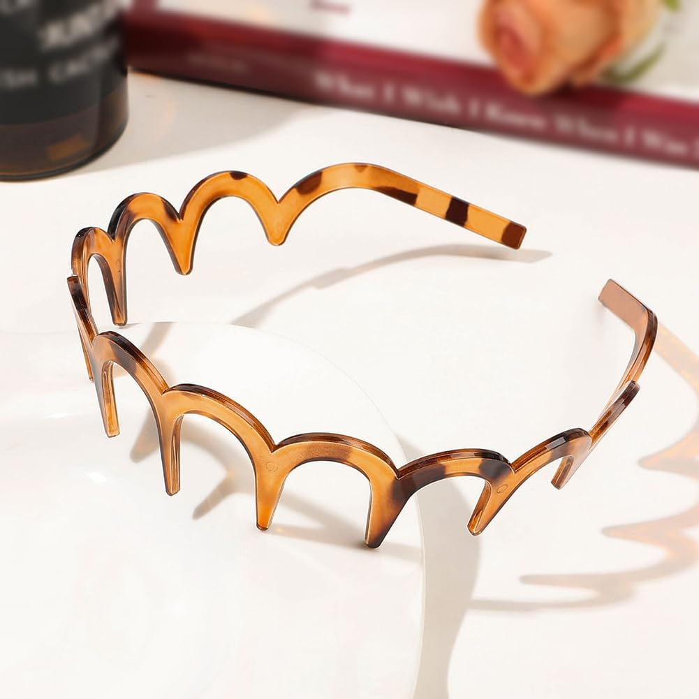 JIHUOO 4 Pack Plastic Zigzag Headbands Wavy Tooth Comb Hair Band Teeth Hair Hoop Wave Hair Bands Non-Slip Hair Bands Sports Hair Band Effortless Hair Accessories for Women image number 3