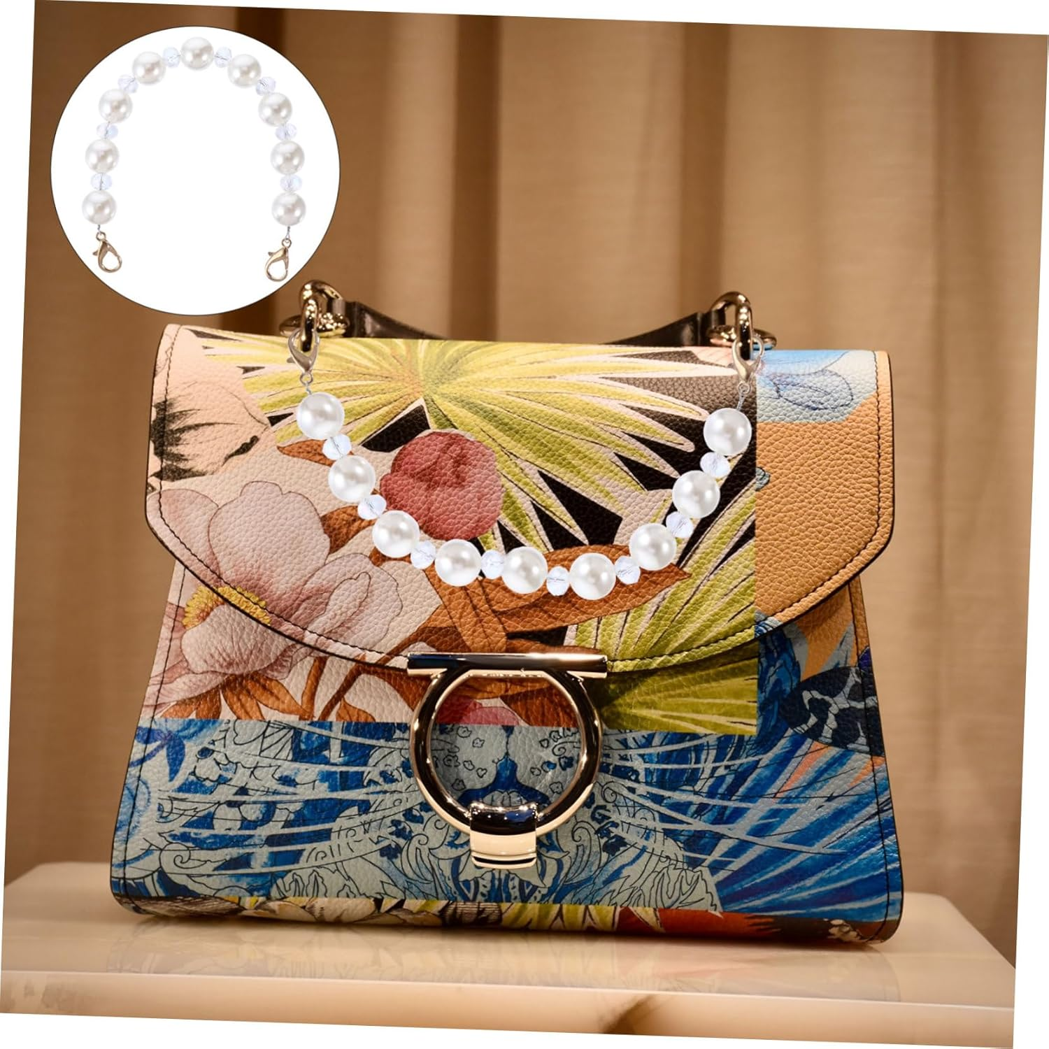 COOPHYA Metal Chain Luggage Straps Belts Pearl Bag Chain Replacement DIY Purse Accessory image number 3