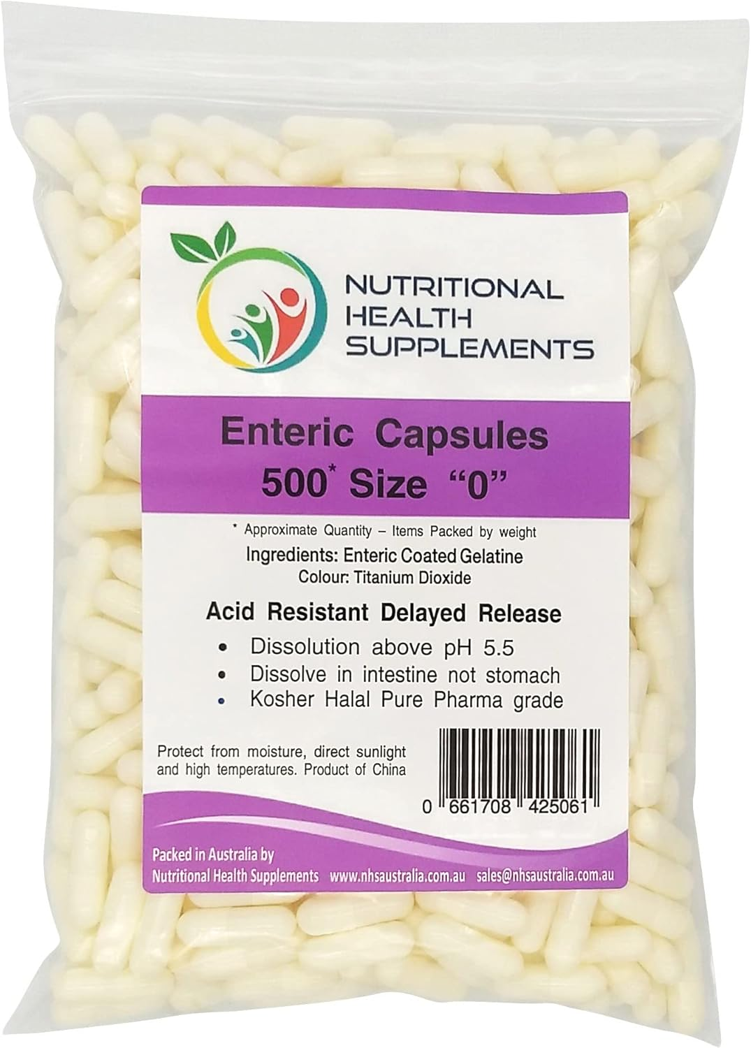 500 Size 0 Enteric Coated Delayed Release Capsules Caps Acid Resistant Gelatin image number 1