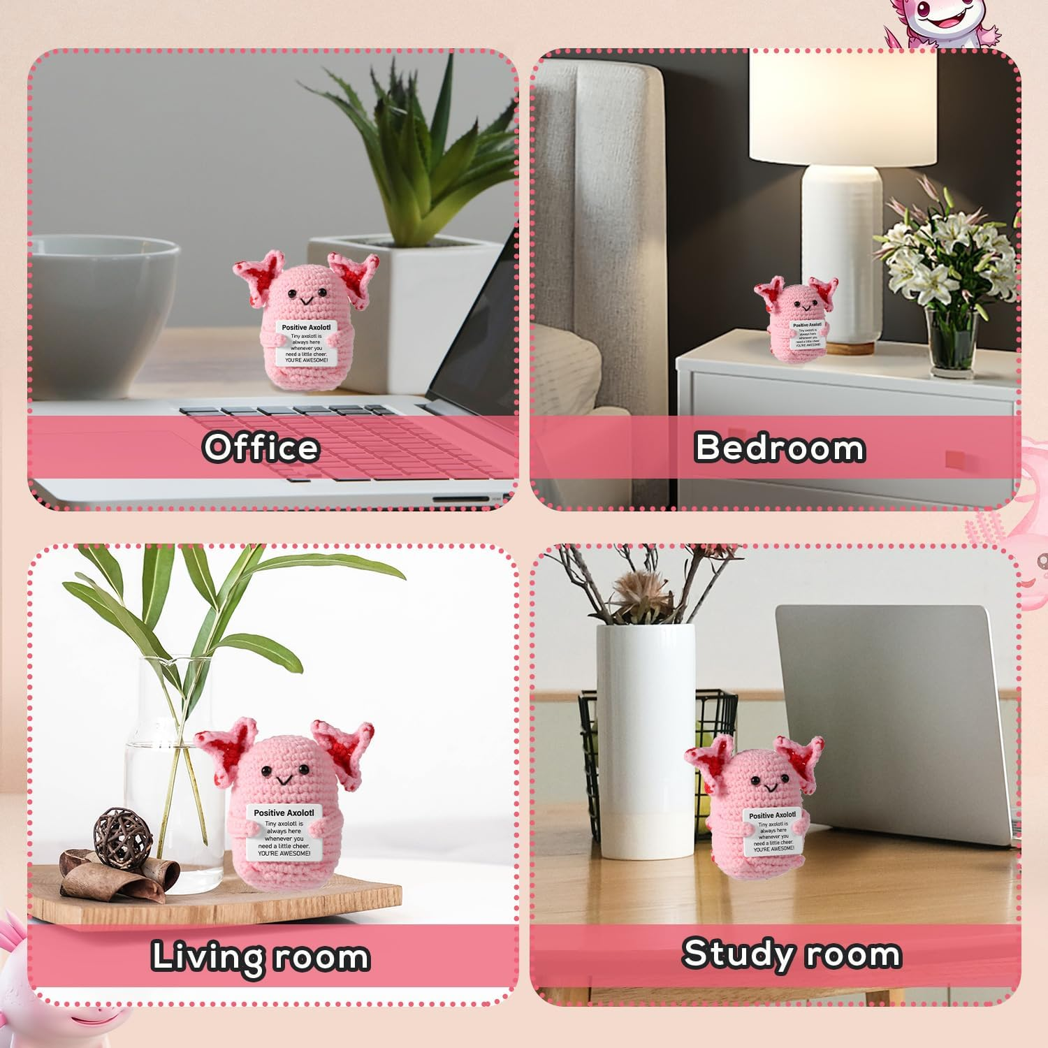 TOYMIS Axolotl Crochet Toy, Crochet Kit Soft Support Doll Axolotl Crochet Toy Uplifting Toy Knitting Toy Office Party Decorations Gifts (Pink) - Blue image number 2