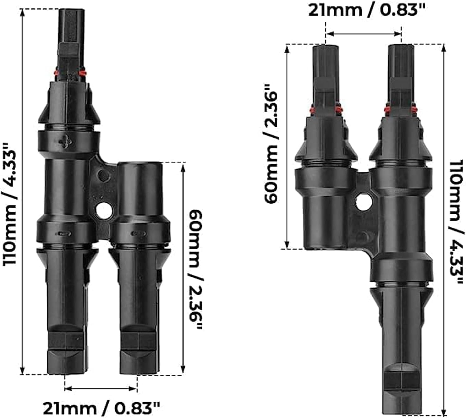 DIGISUO T Type/Y Type Branch Parallel Connector 30A 1000V TUV Solar Panel PV DIY Cable (T Type 1 Pair M/FF and F/MM) image number 2