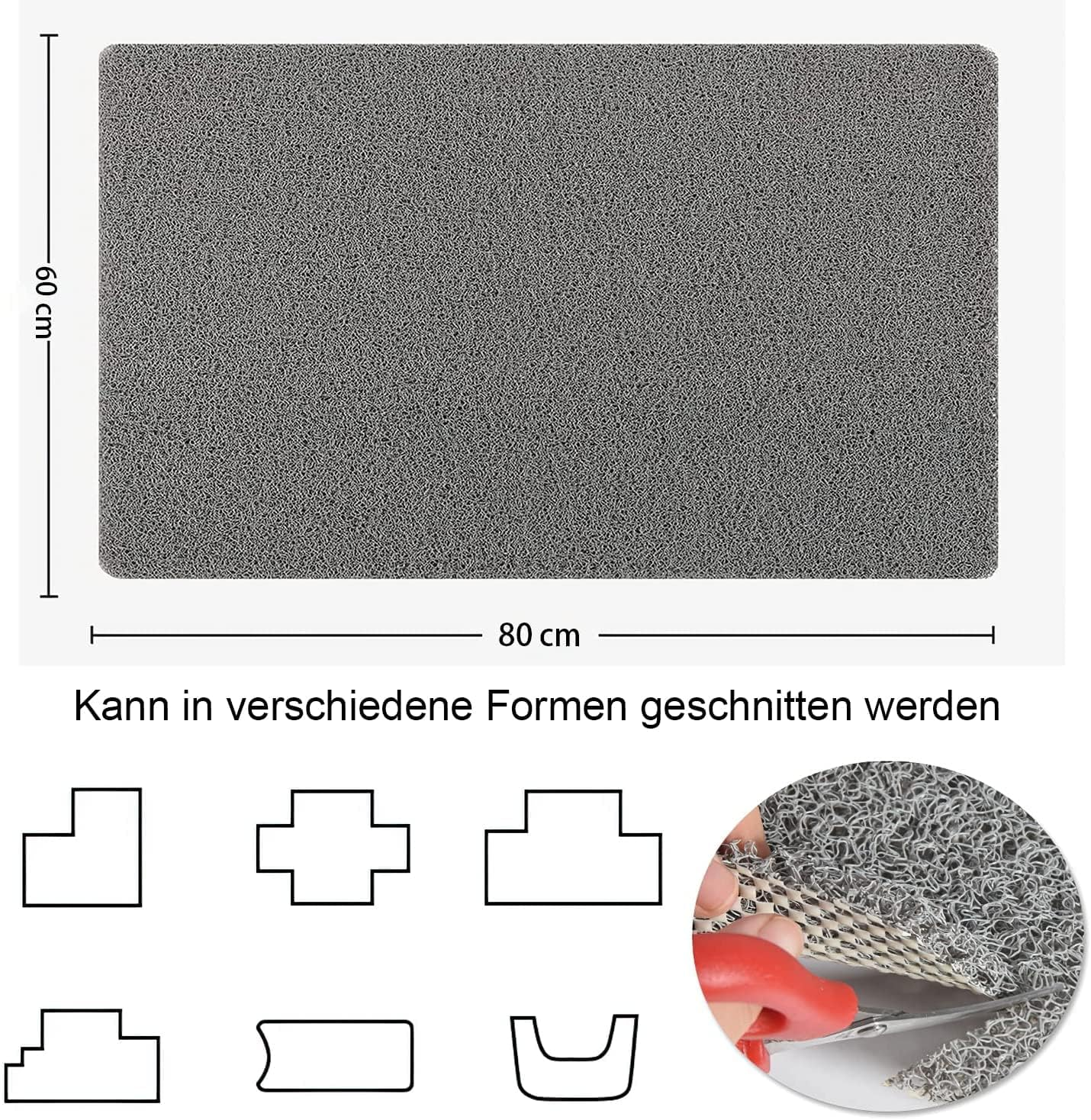 Non-Slip Shower Mat, 40 X 60 Cm, Loofah Massage Shower Mats, Bath Mat, Shower Mat with Non-Slip Safety, Permeable Bath Mat, for Bathtub and Wet Areas (Grey, 40 X 60 Cm) image number 6