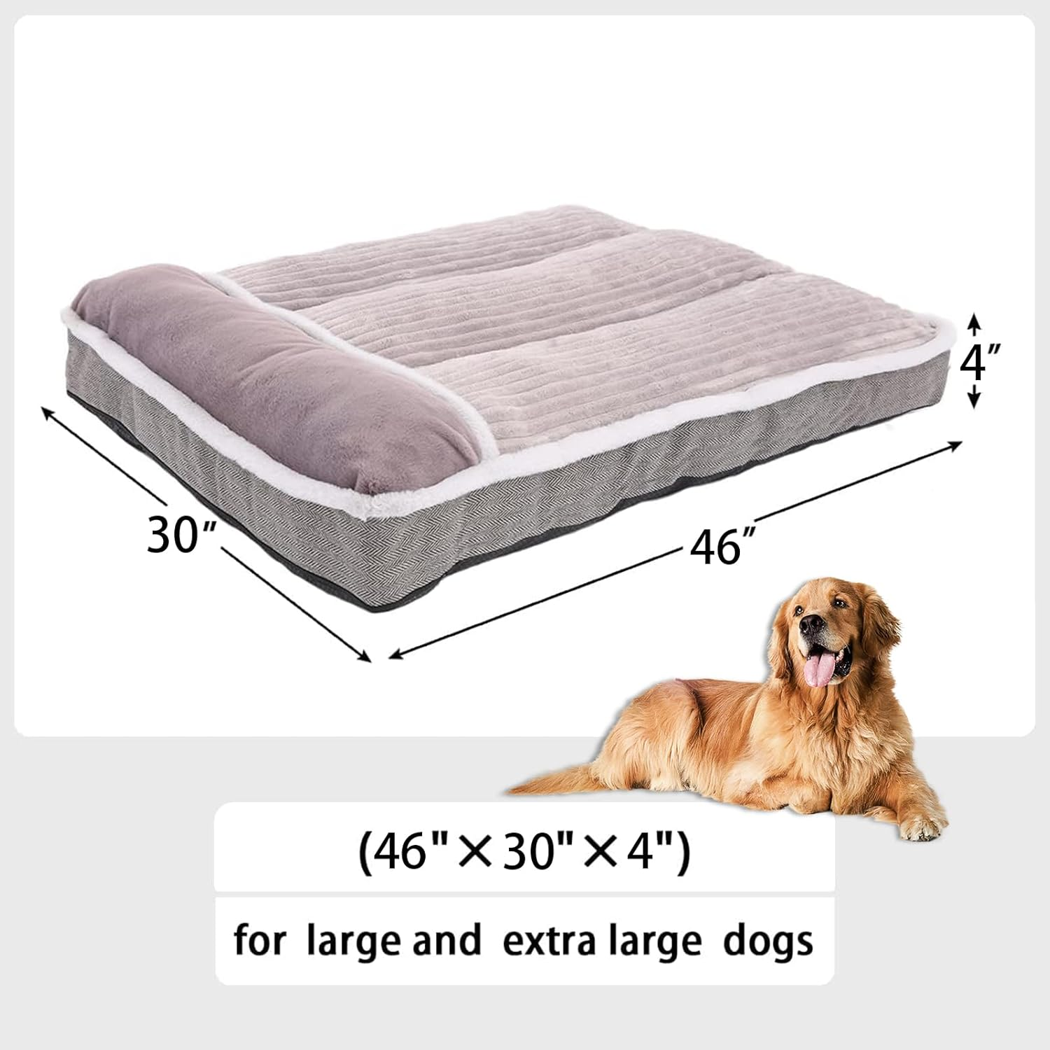 Dog Beds for Extra Large Dogs, Dog Mattress with Pillow for Crate Kennel, Sofa Dog Bed, Super Soft Pet Bed for Medium, Jumbo, Small,Large XXL Dogs Breeds Pet Bed image number 2