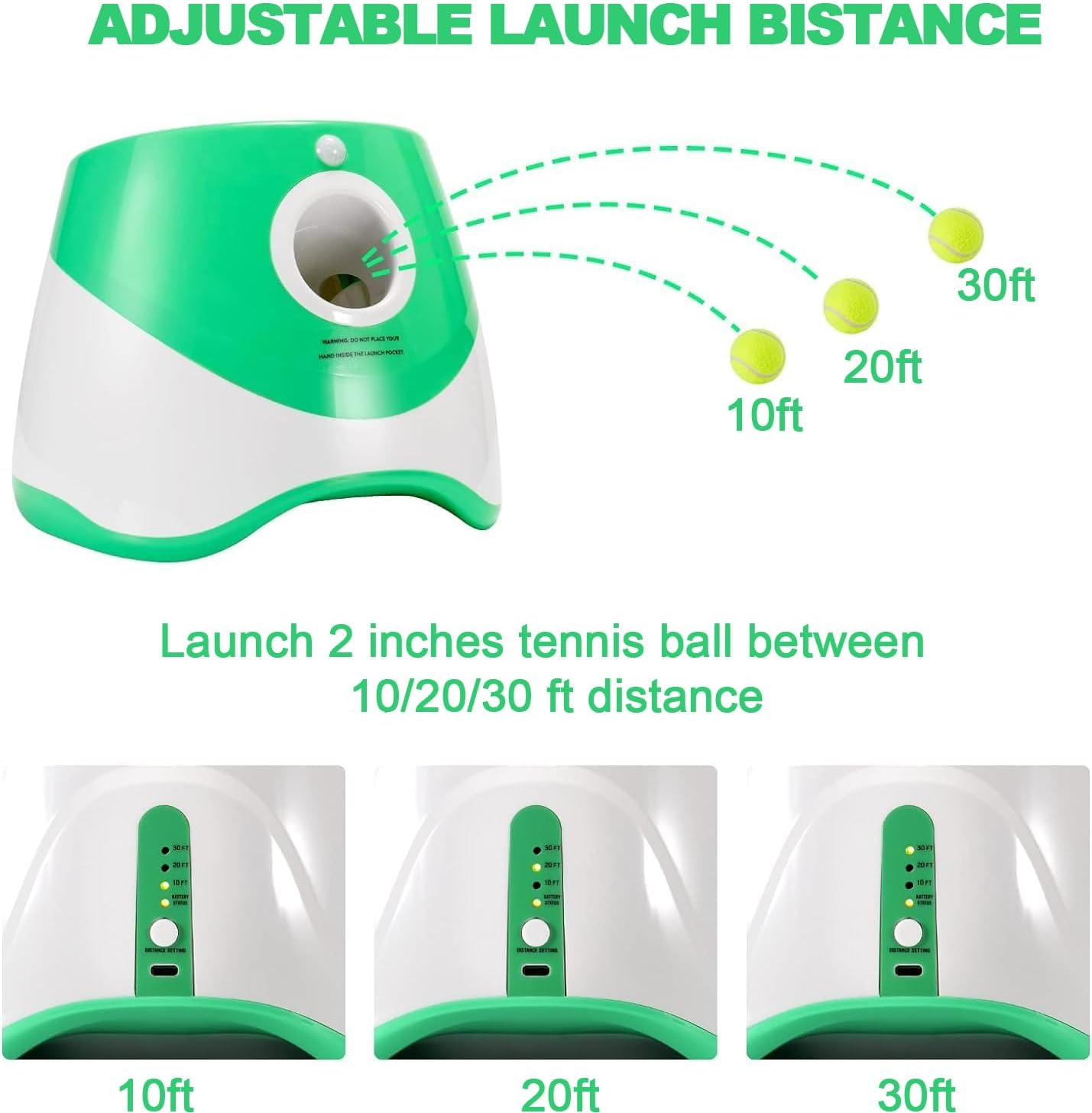 Dog Ball Thrower Launcher, Automatic Ball Launcher with 12 Mini Tennis Balls, 3 Adjustable Distance Settings, Interactive Dog Toys Tennis Ball Launcher for Indoor and Outdoor image number 6