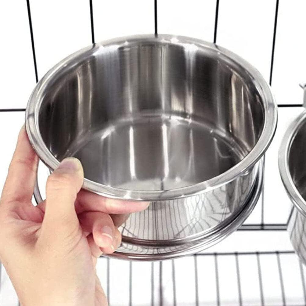 Angoily Dog Food Water Bowl for Cage Stainless Steel Dog Bowls Hanging Feeding Bowl Dog Cage Bowl Pet House Hanging Feeding Bowls with Improved Clamp Holder Leak-Proof Hanging image number 3
