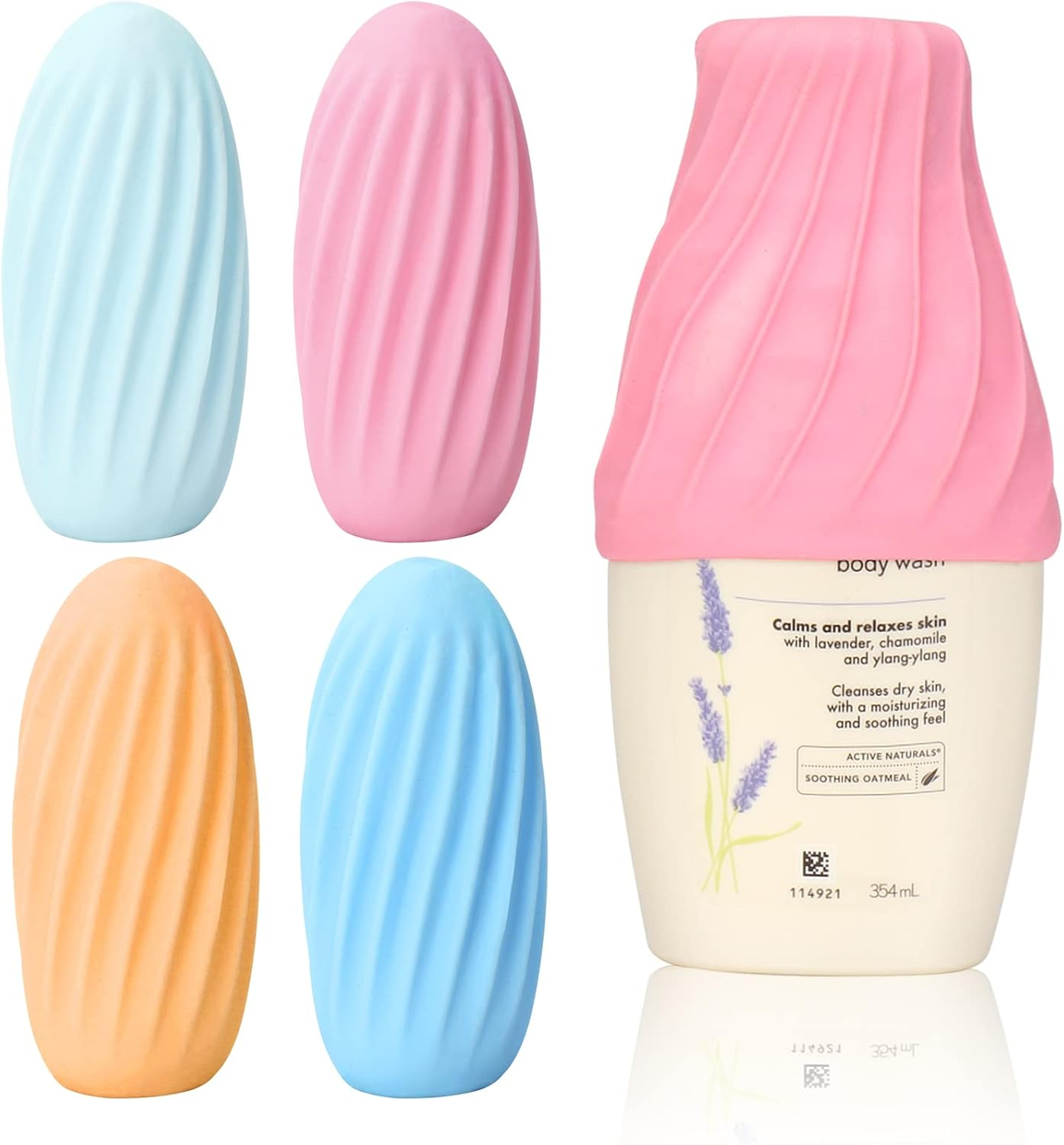 4 Packs Elastic Sleeves Toiletry Covers for Leak Proofing, Leak Proof Sleeves for Travel Container in Luggage, Reusable Accessory for Travel Toiletries, Colorful image number 6